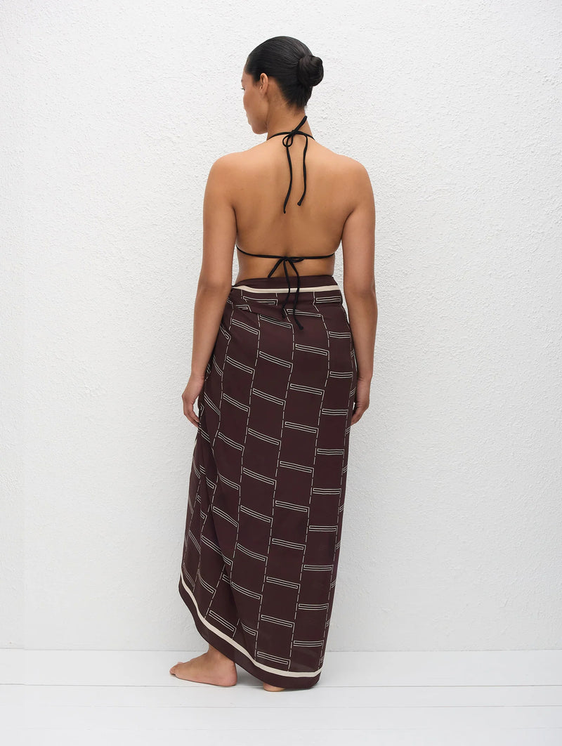 Silk Sarong in Bamboo Aubergine