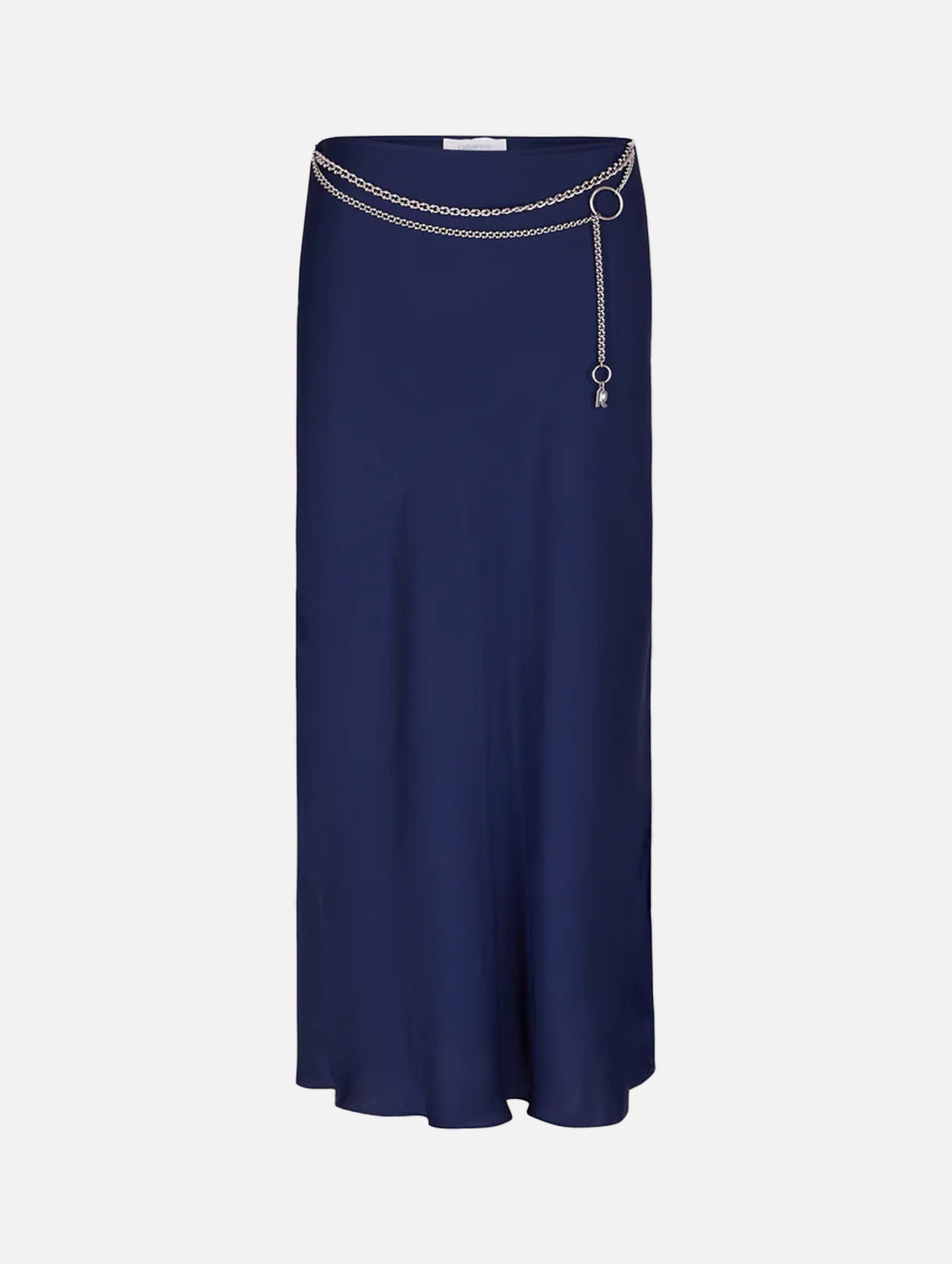 Long Satin Skirt in Deep Navy