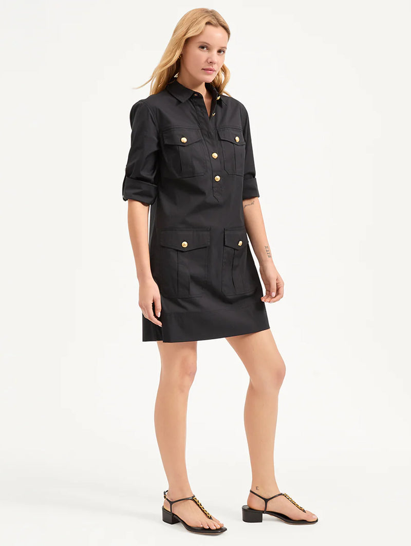 Saude Cargo Cotton Dress in Black
