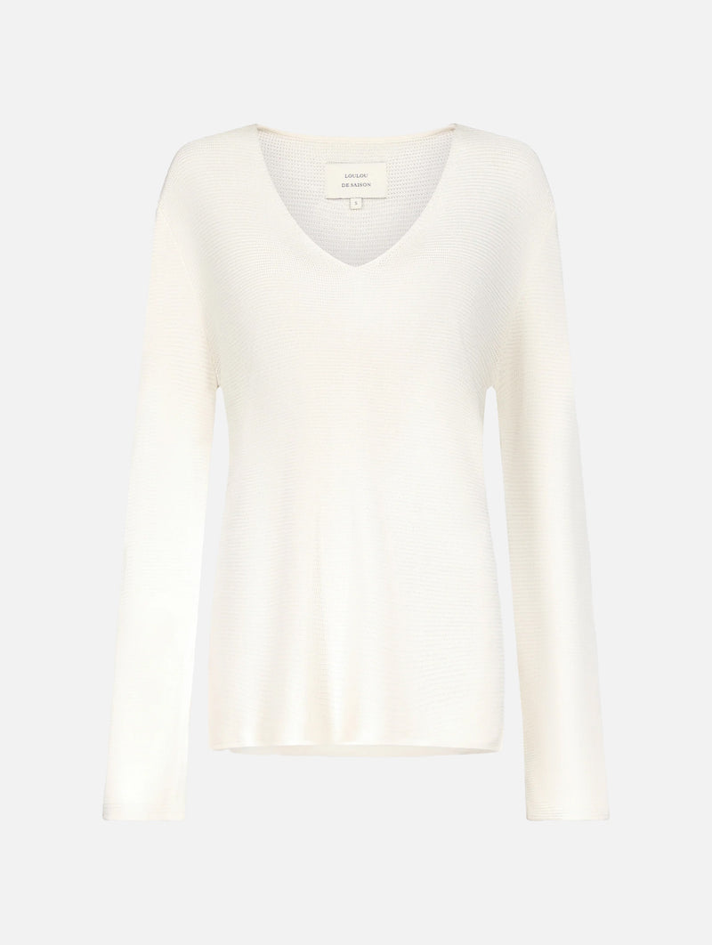 Saya V-neck Sweater in Ivory