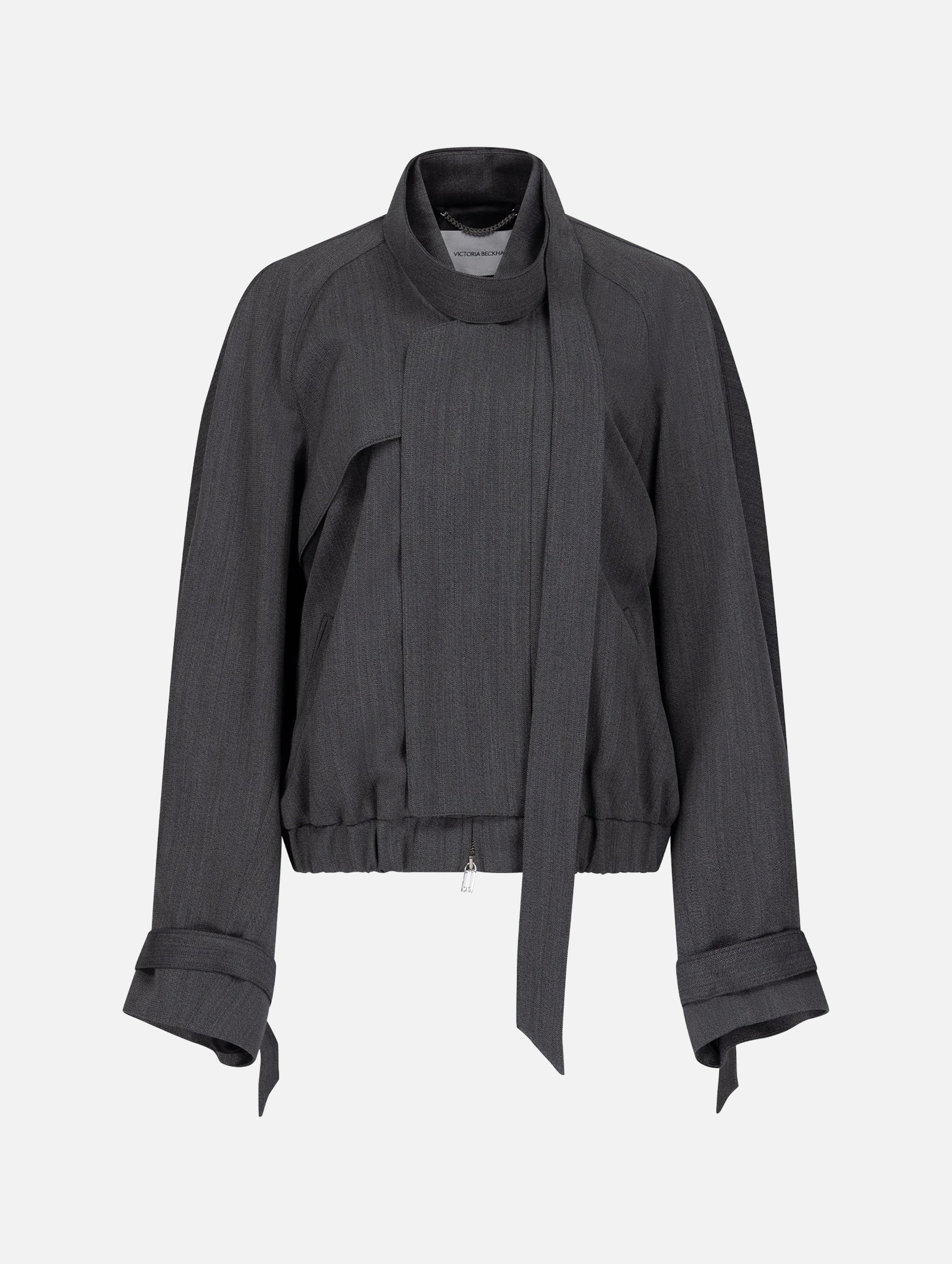Scarf Bomber Jacket in Ash Melange