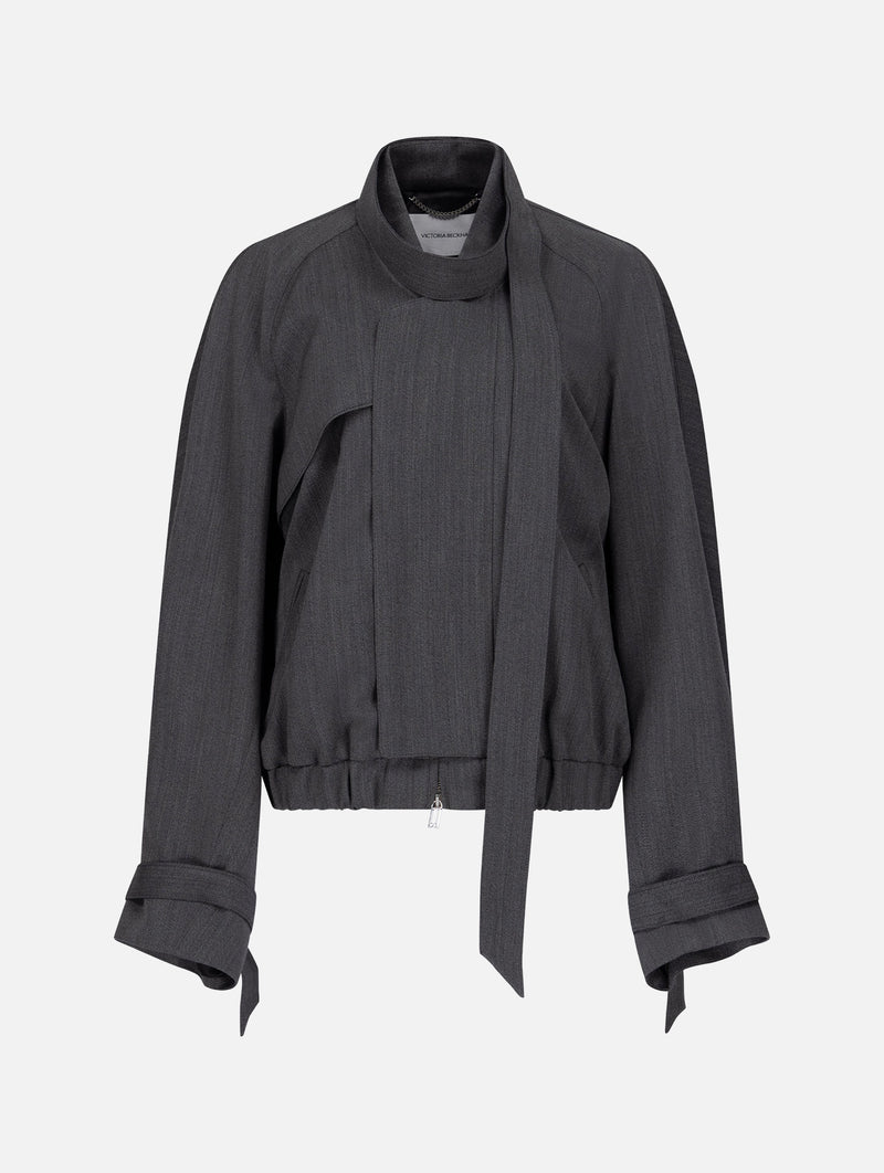 Scarf Bomber Jacket in Ash Melange