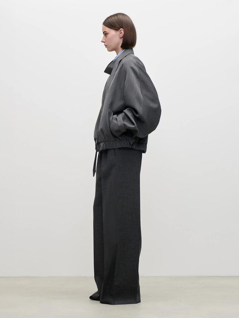 Scarf Bomber Jacket in Ash Melange