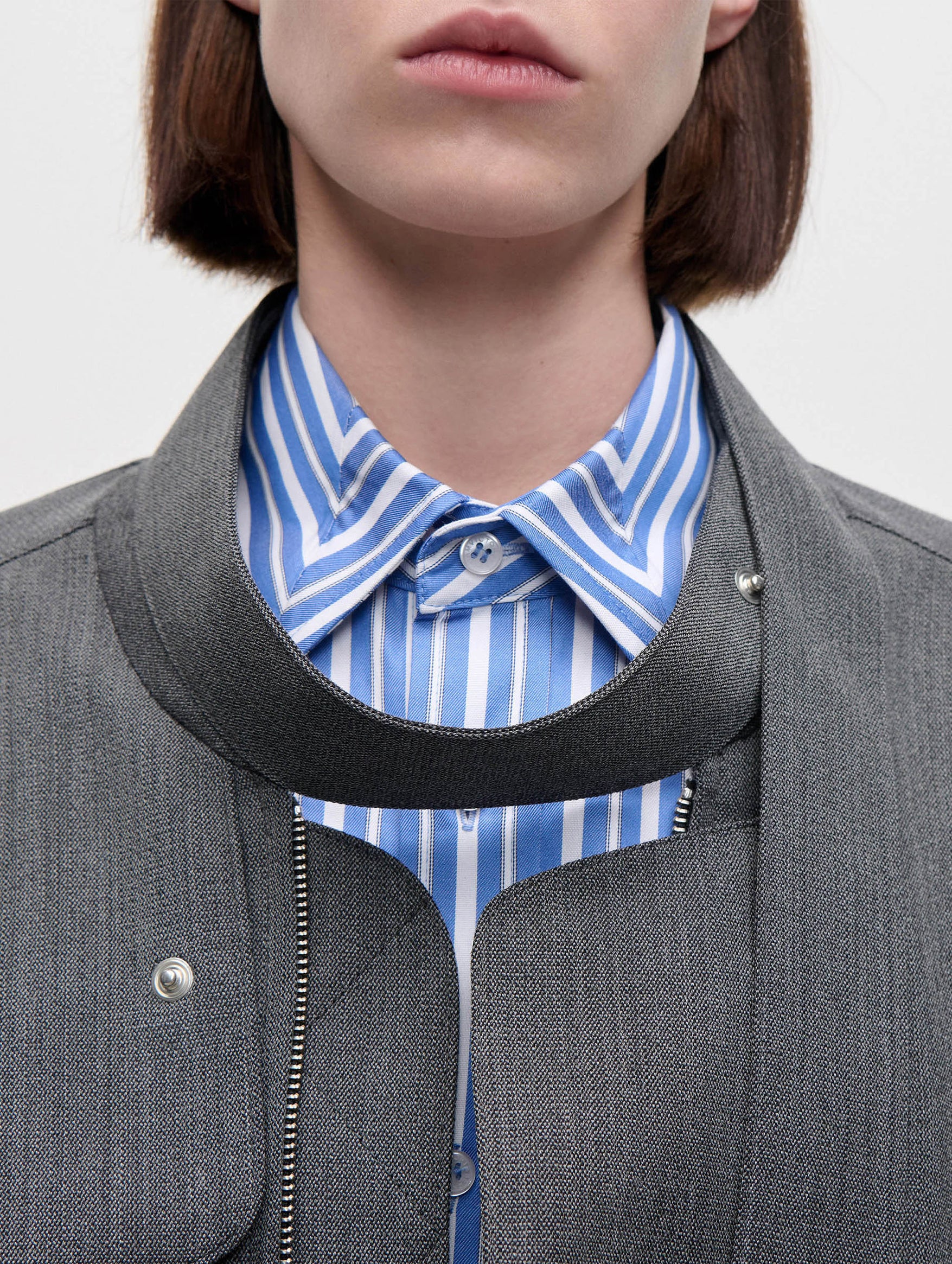 Scarf Bomber Jacket in Ash Melange