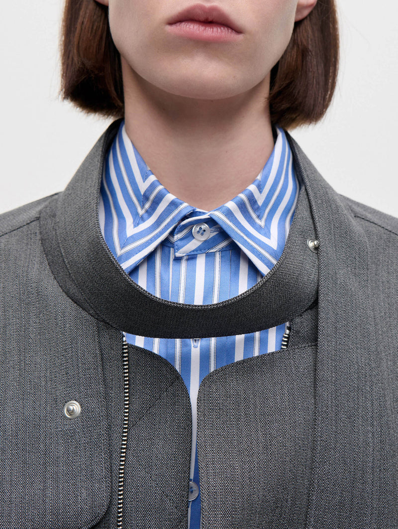 Scarf Bomber Jacket in Ash Melange