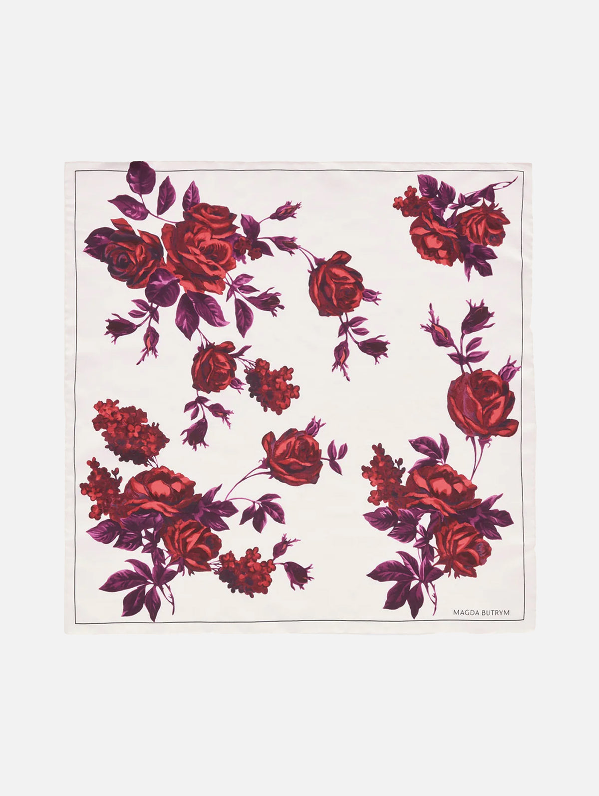 Floral Print Silk Scarf in Violet