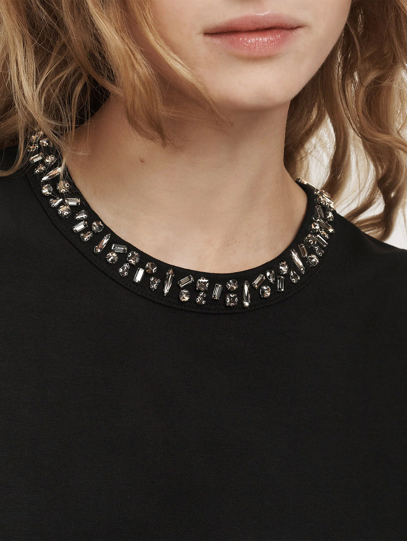Sebastian Embellished T-Shirt in Black