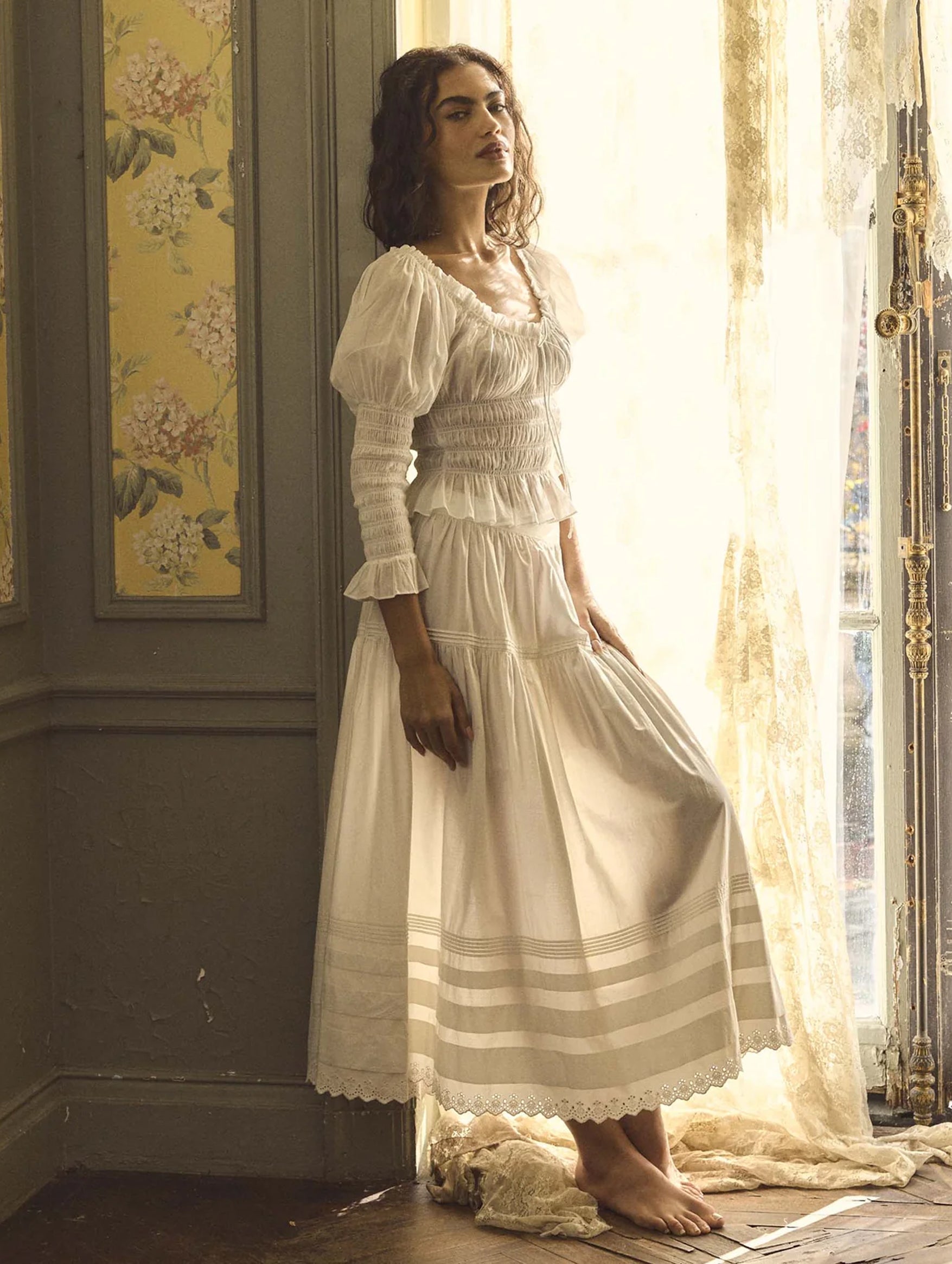 Sebastiane Cotton Skirt in Salt