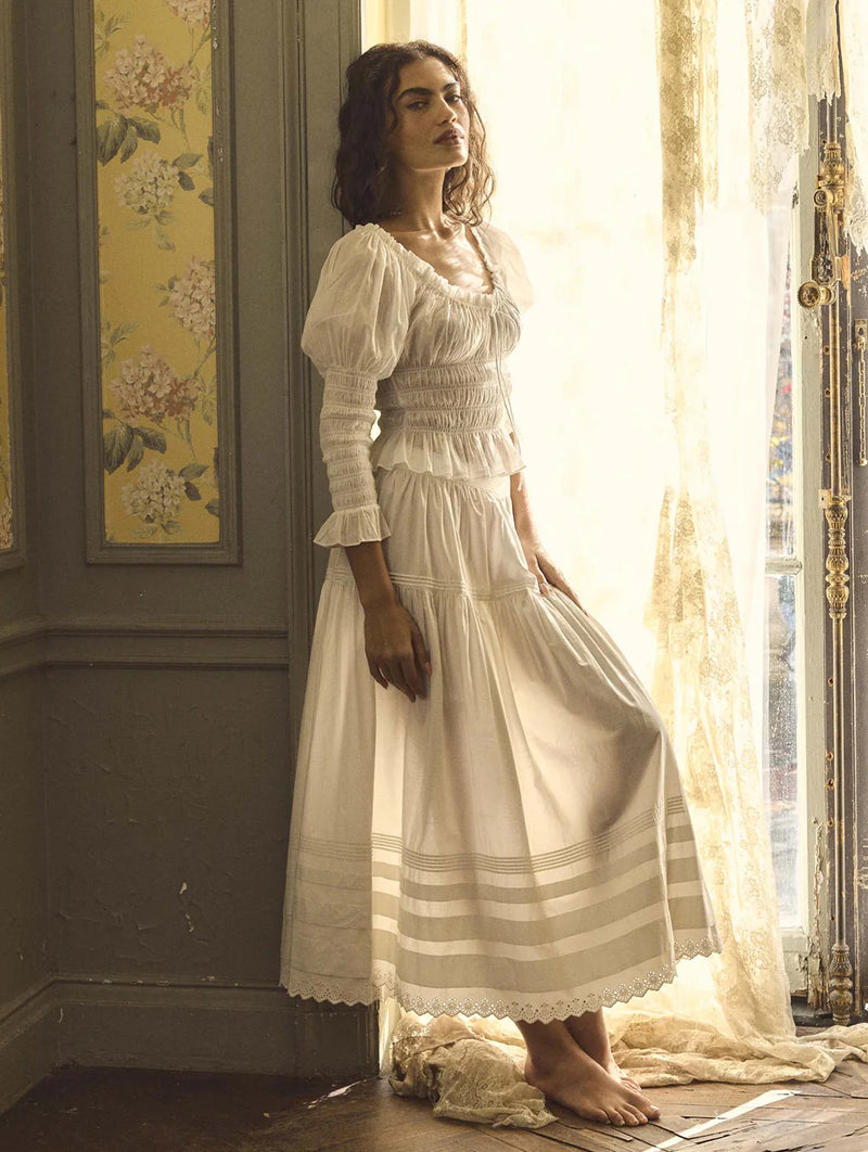 Sebastiane Cotton Skirt in Salt