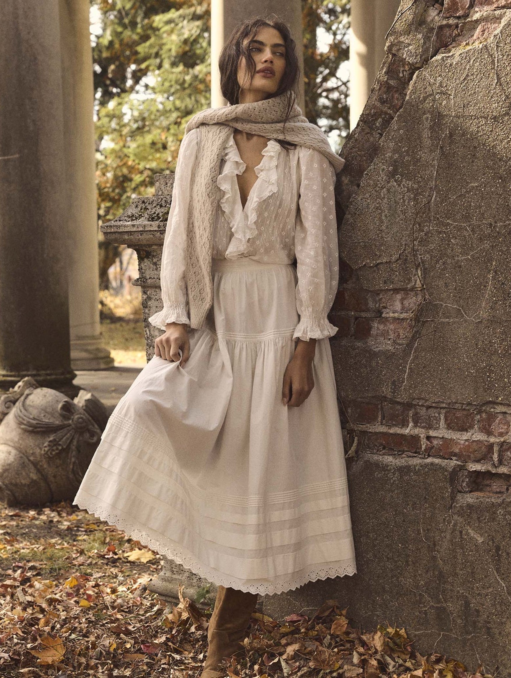 Sebastiane Cotton Skirt in Salt