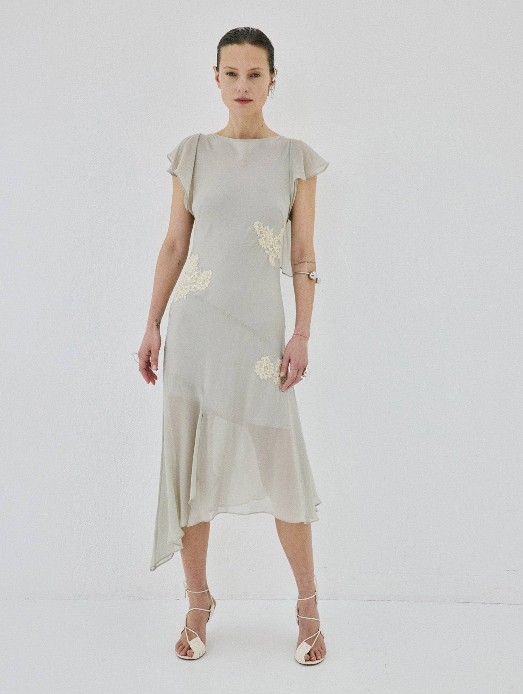 Serene Midi Dress in Stone Beige