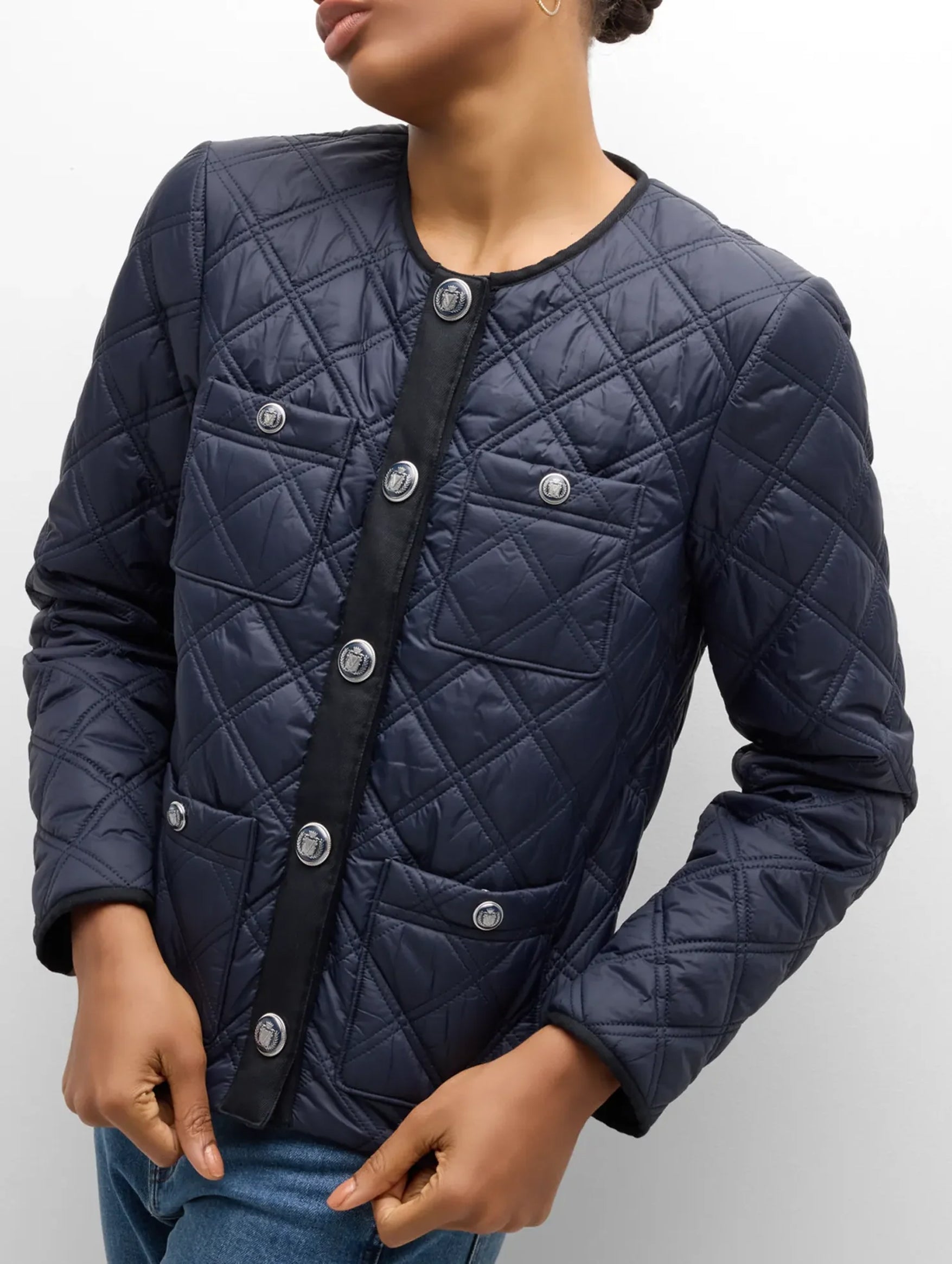 Shalia Quilted Jacket in Navy