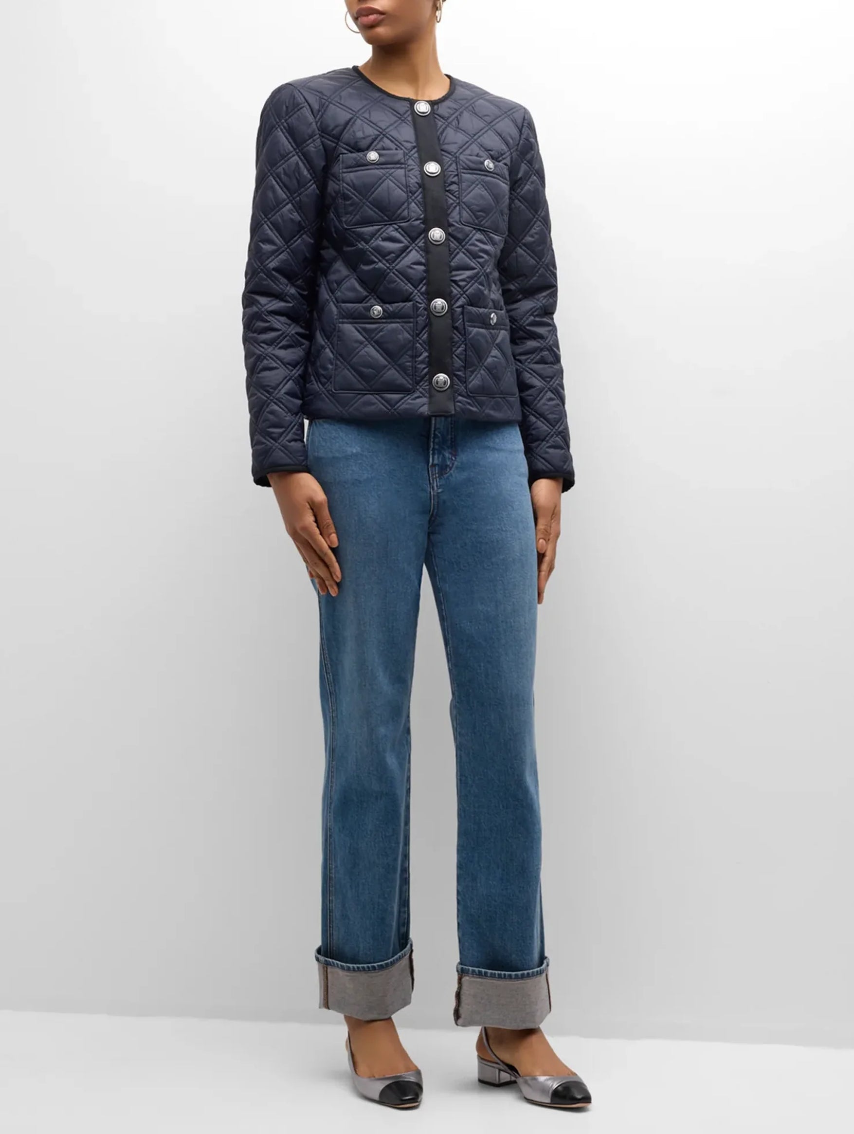 Shalia Quilted Jacket in Navy