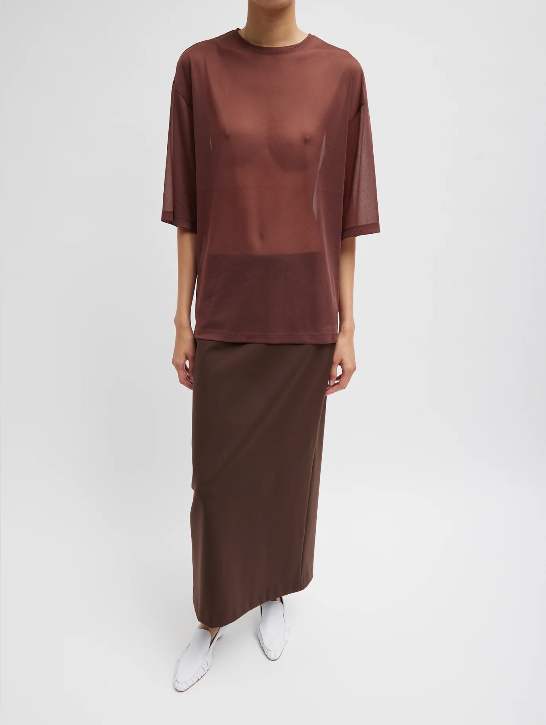 Sheer Gauze Easy T-Shirt in Cinnamon