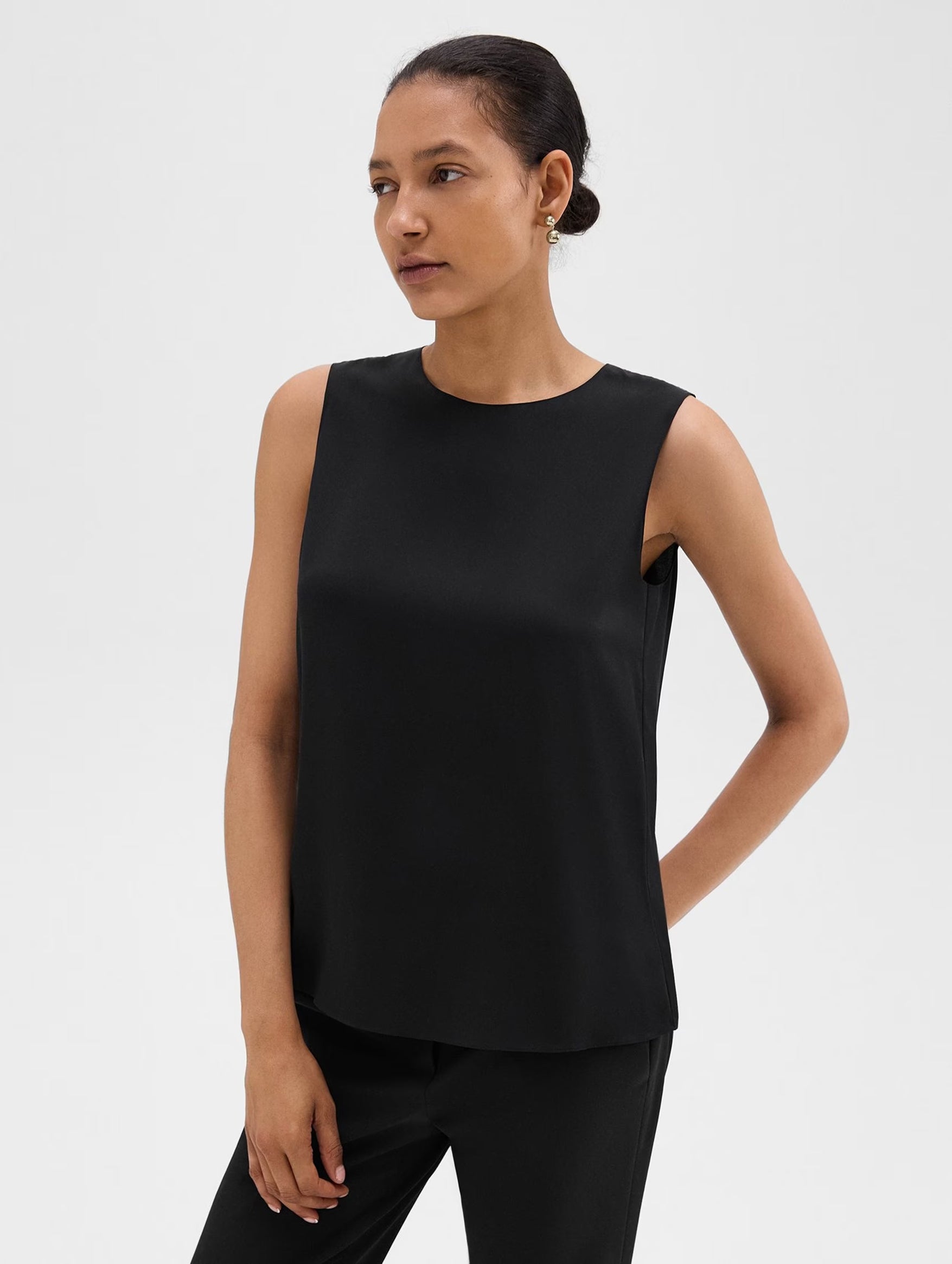 Shell Silk Georgette Top in Black