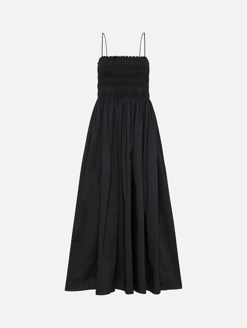 Shirred Bodice Dress in Black