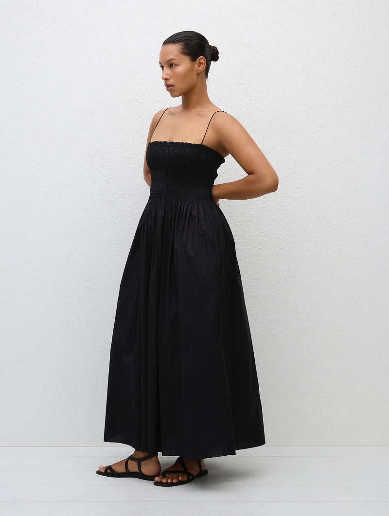 Shirred Bodice Dress in Black