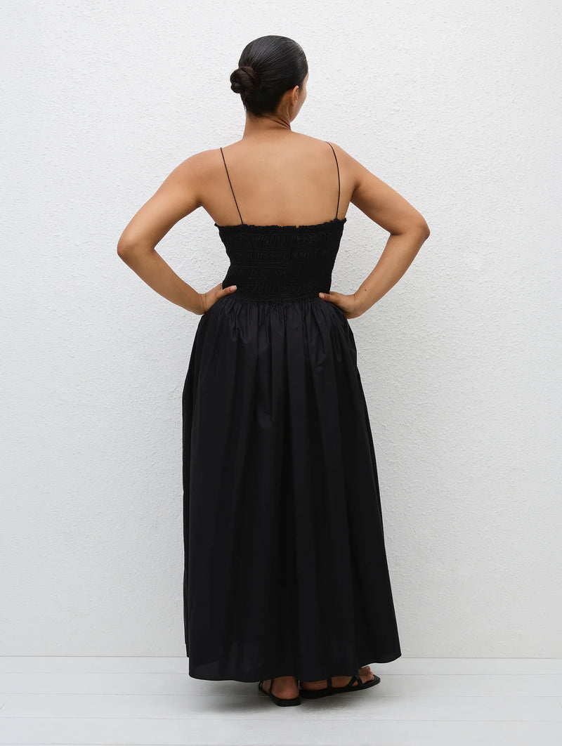 Shirred Bodice Dress in Black