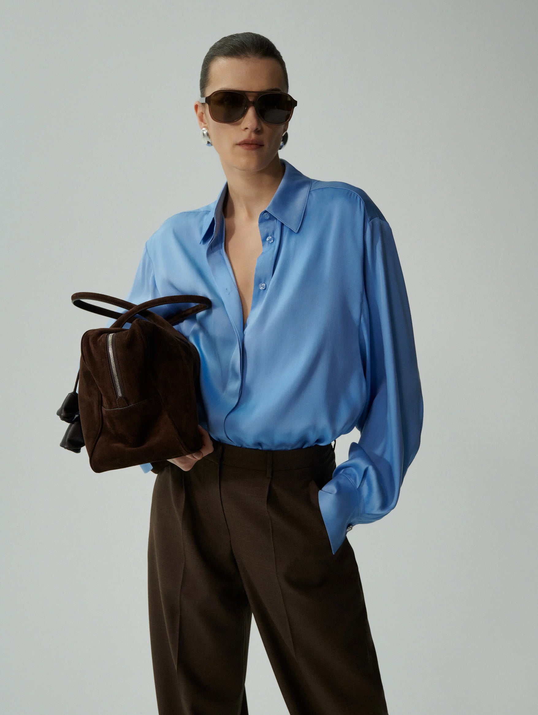 Classic Silk Shirt in Blue