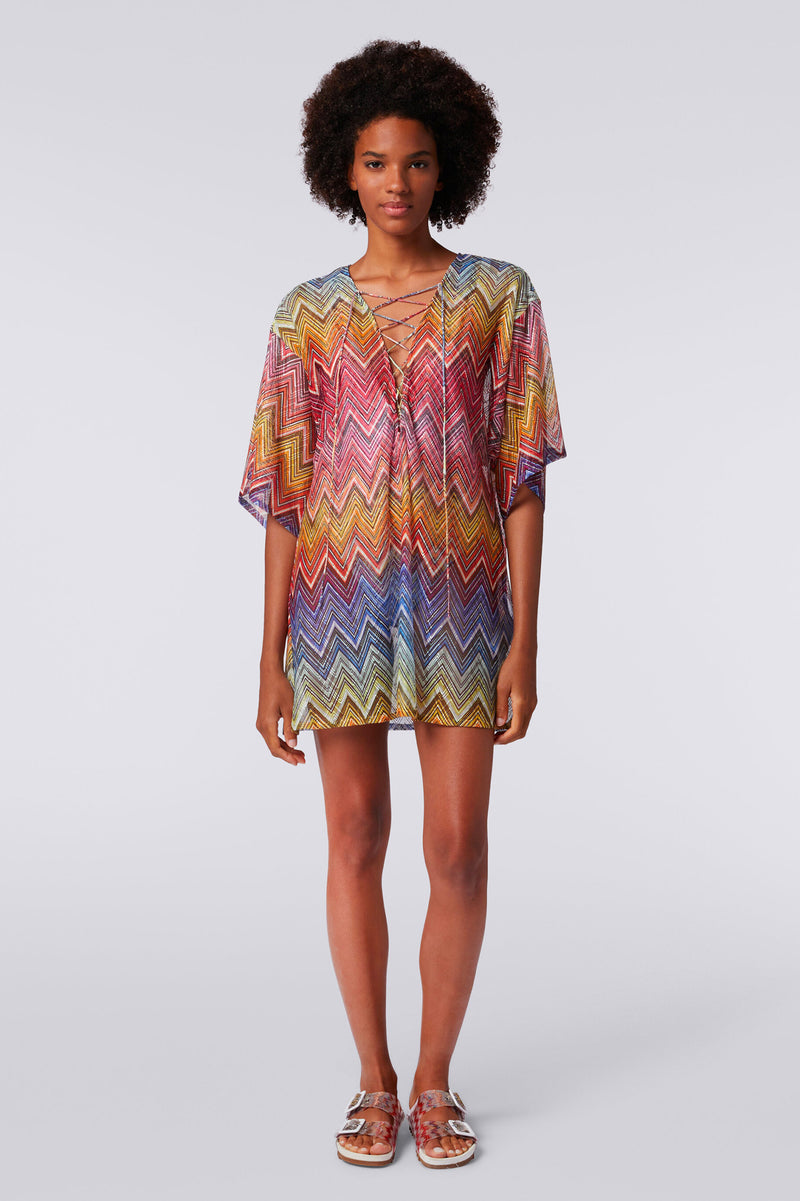 Short Zigzag Kaftan in Multi