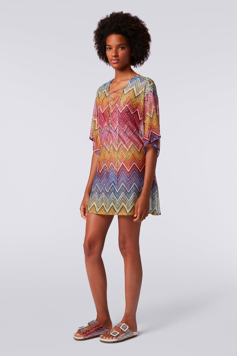 Short Zigzag Kaftan in Multi