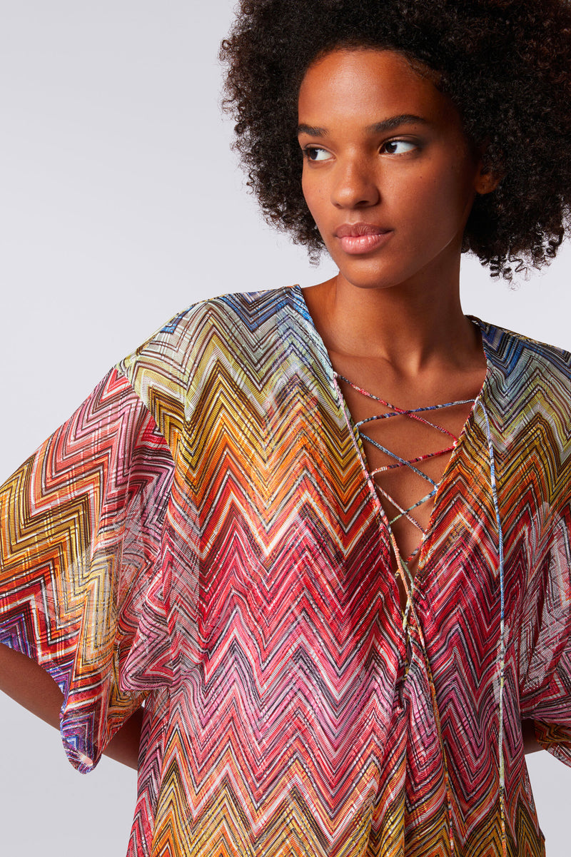 Short Zigzag Kaftan in Multi