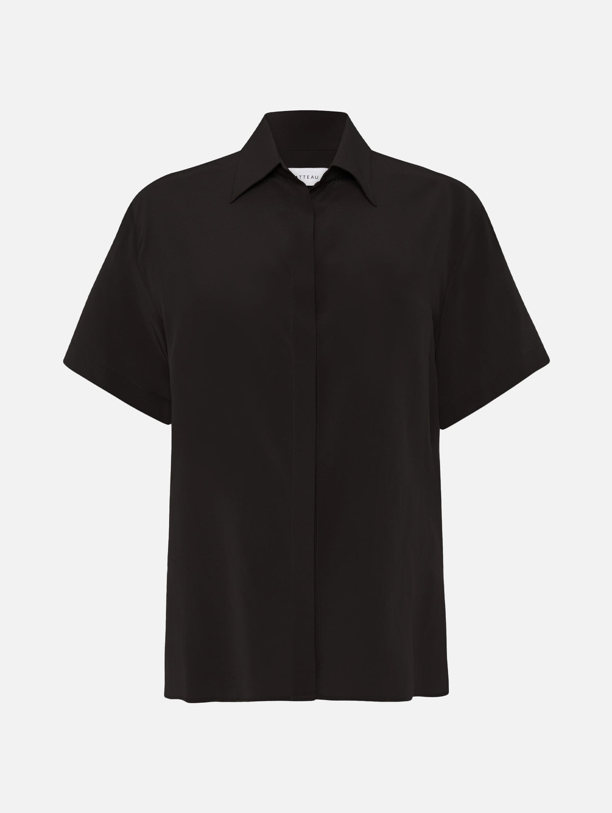 Short Sleeve Silk Shirt in Black