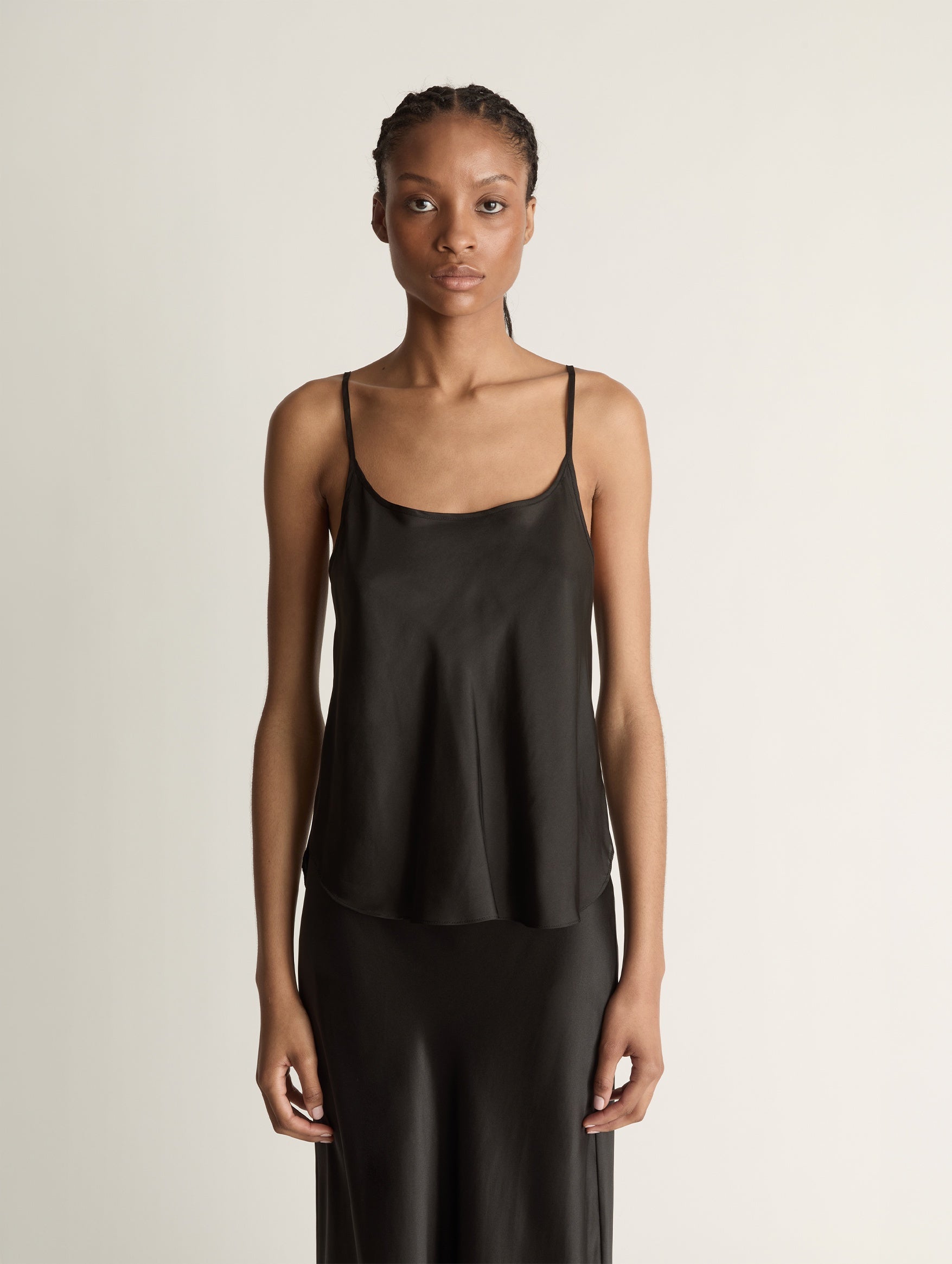 Silk Habutai Cami in Black