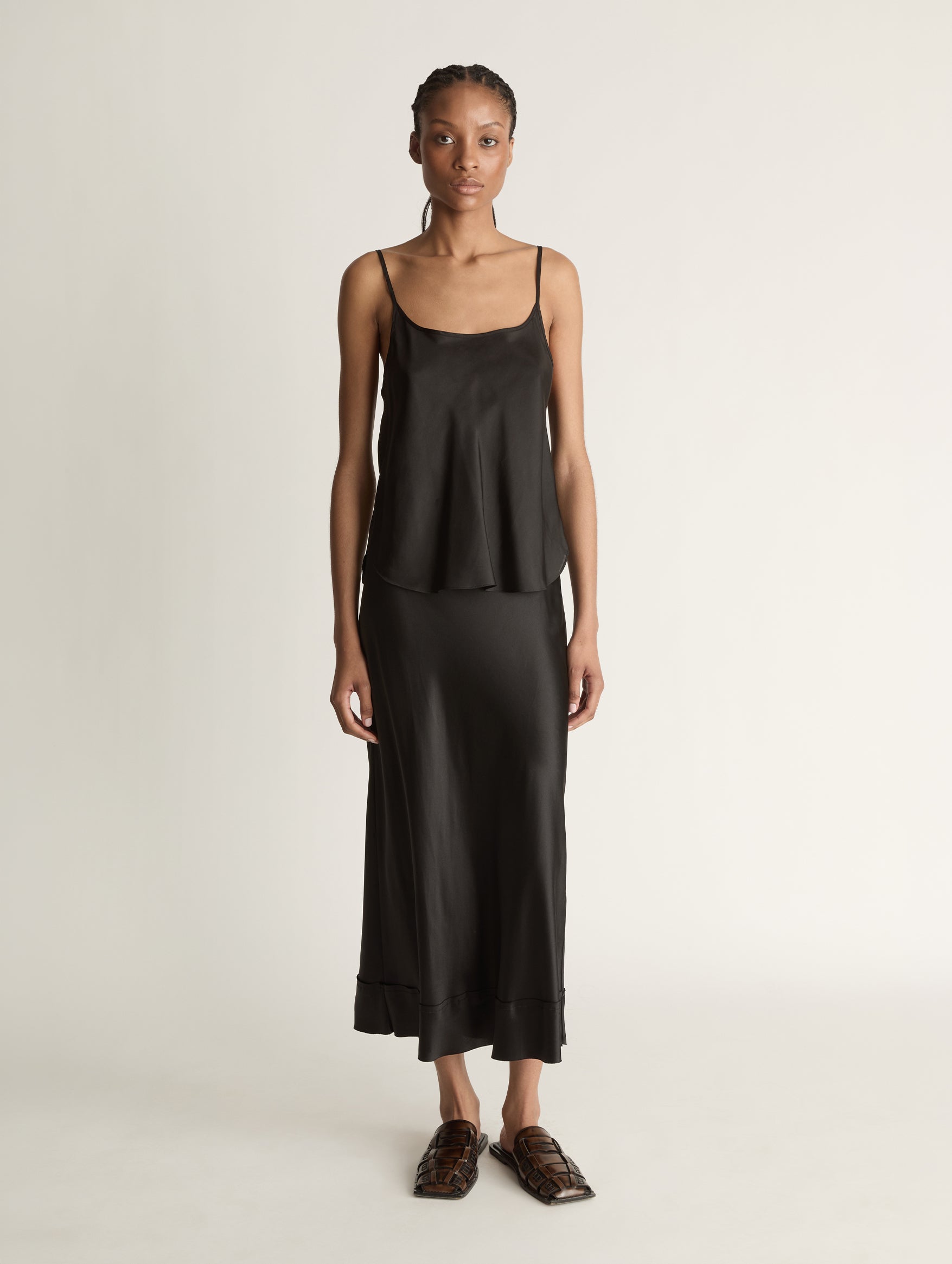 Silk Habutai Cami in Black