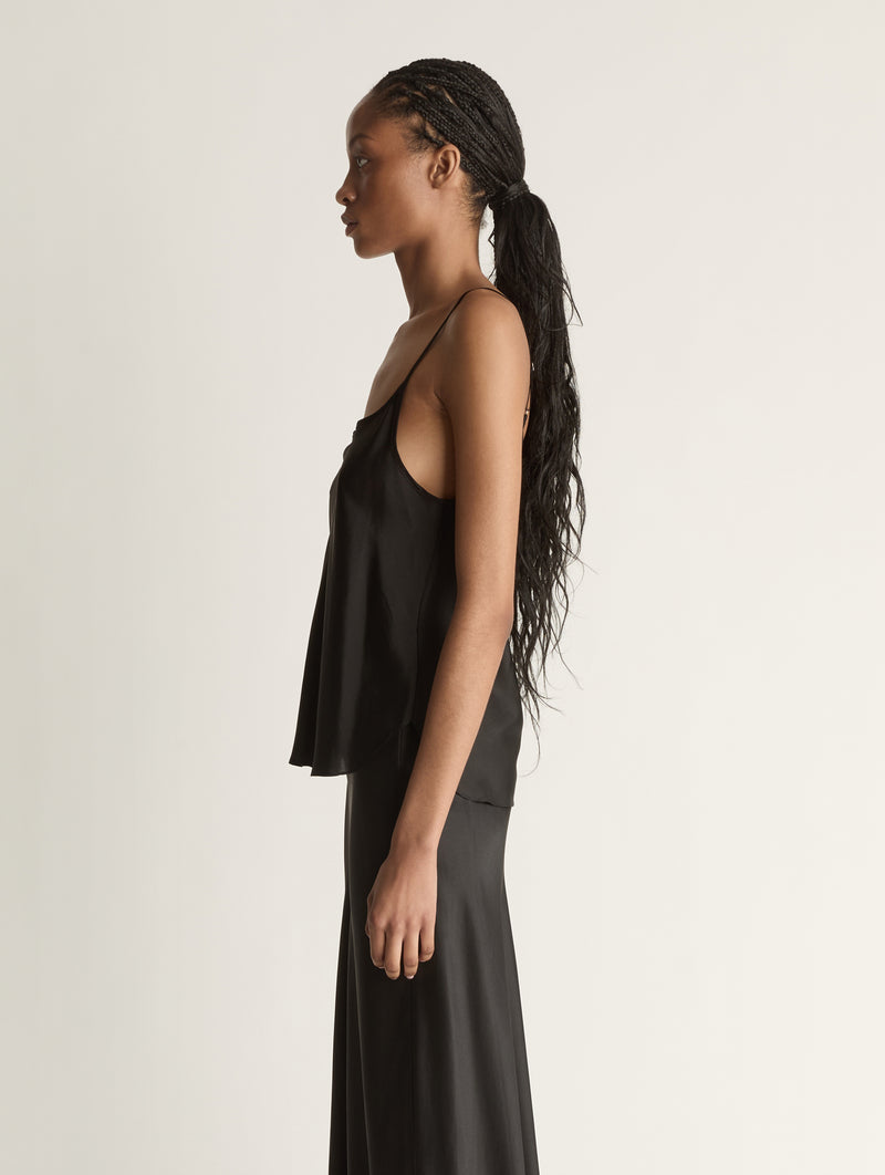 Silk Habutai Cami in Black