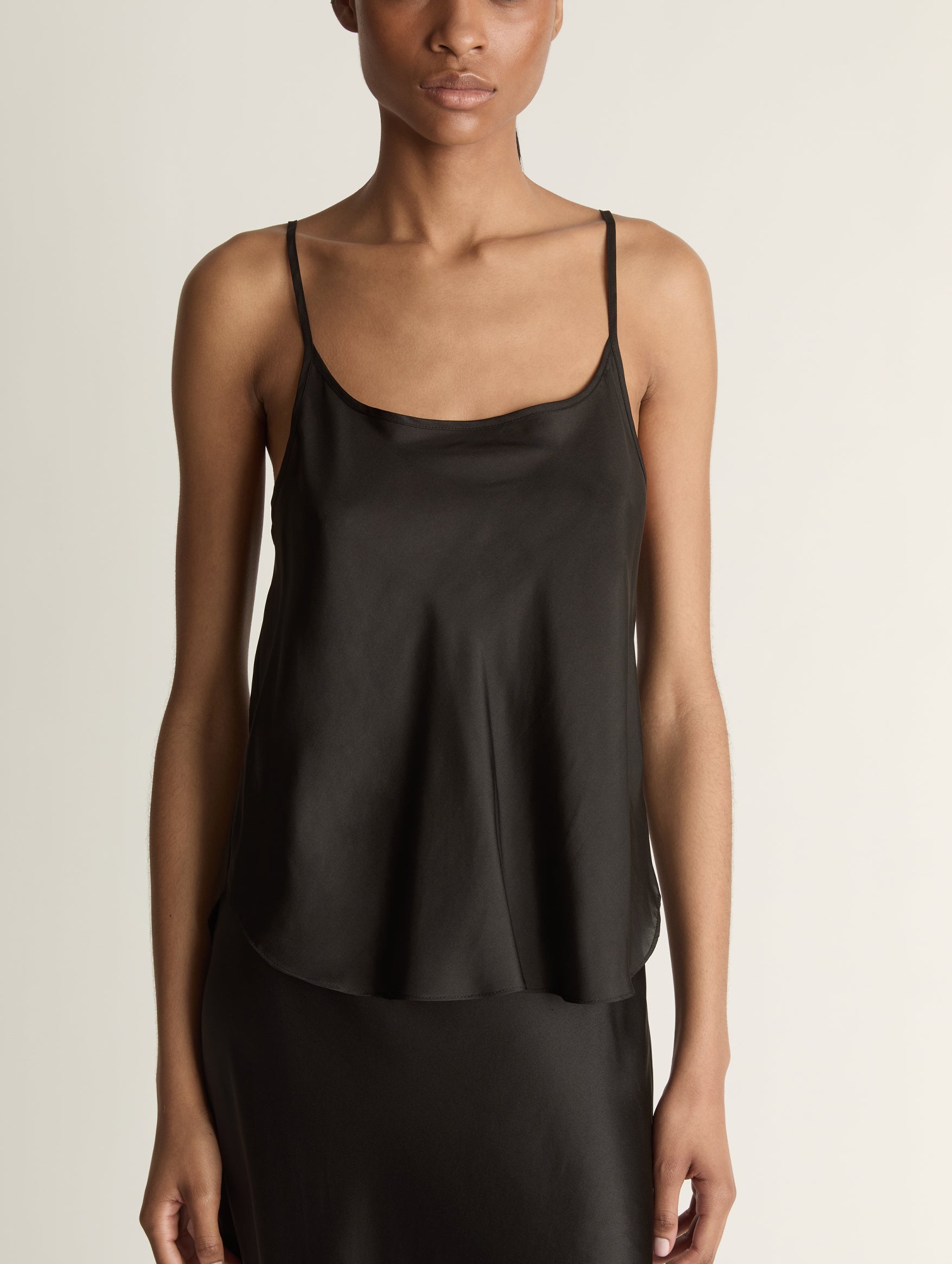 Silk Habutai Cami in Black