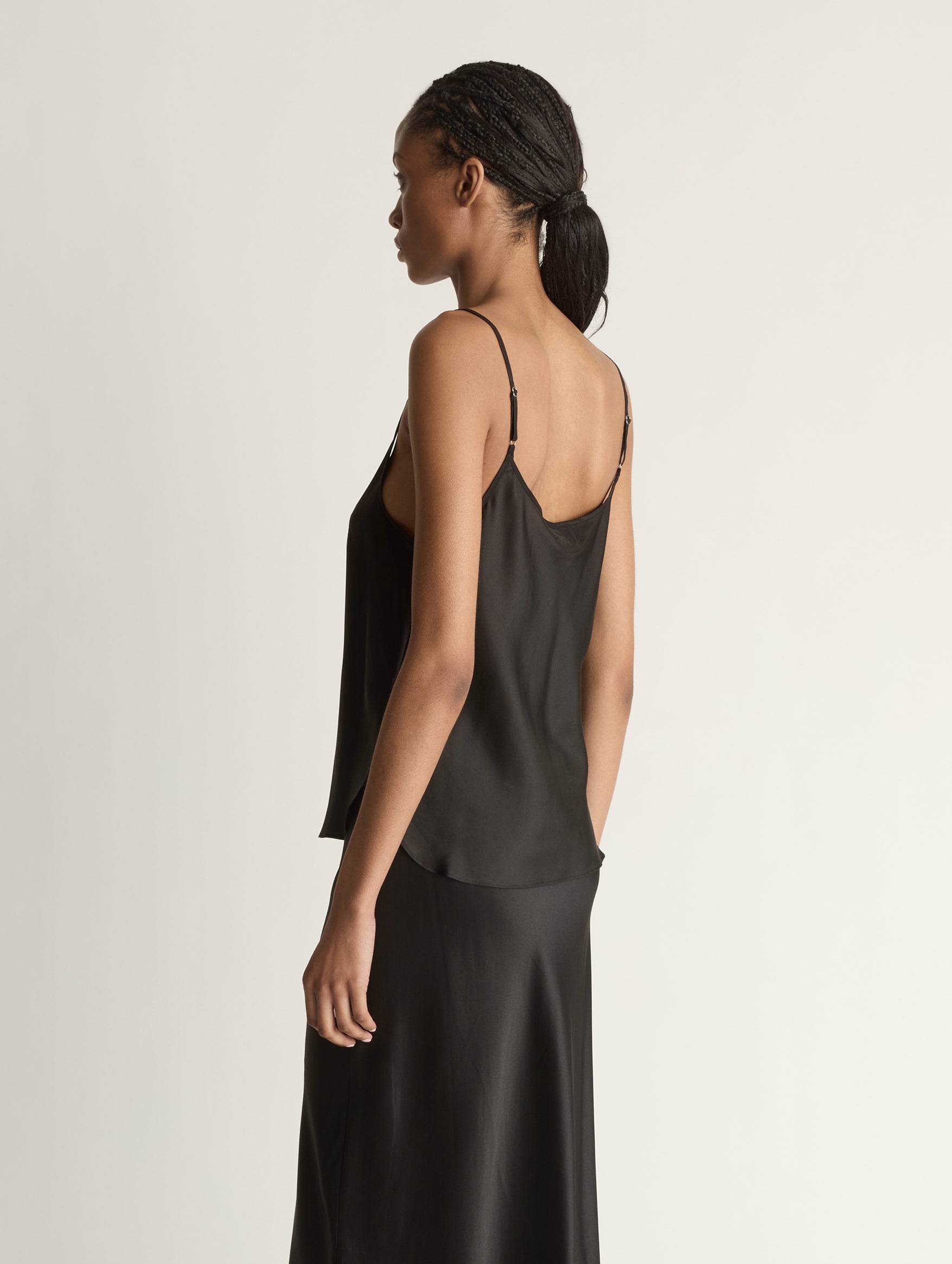 Silk Habutai Cami in Black