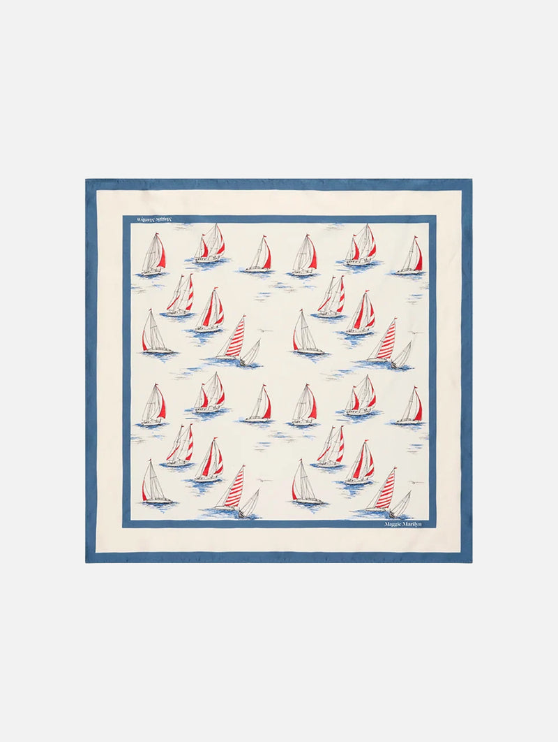 Silk Scarf in Sail Boats