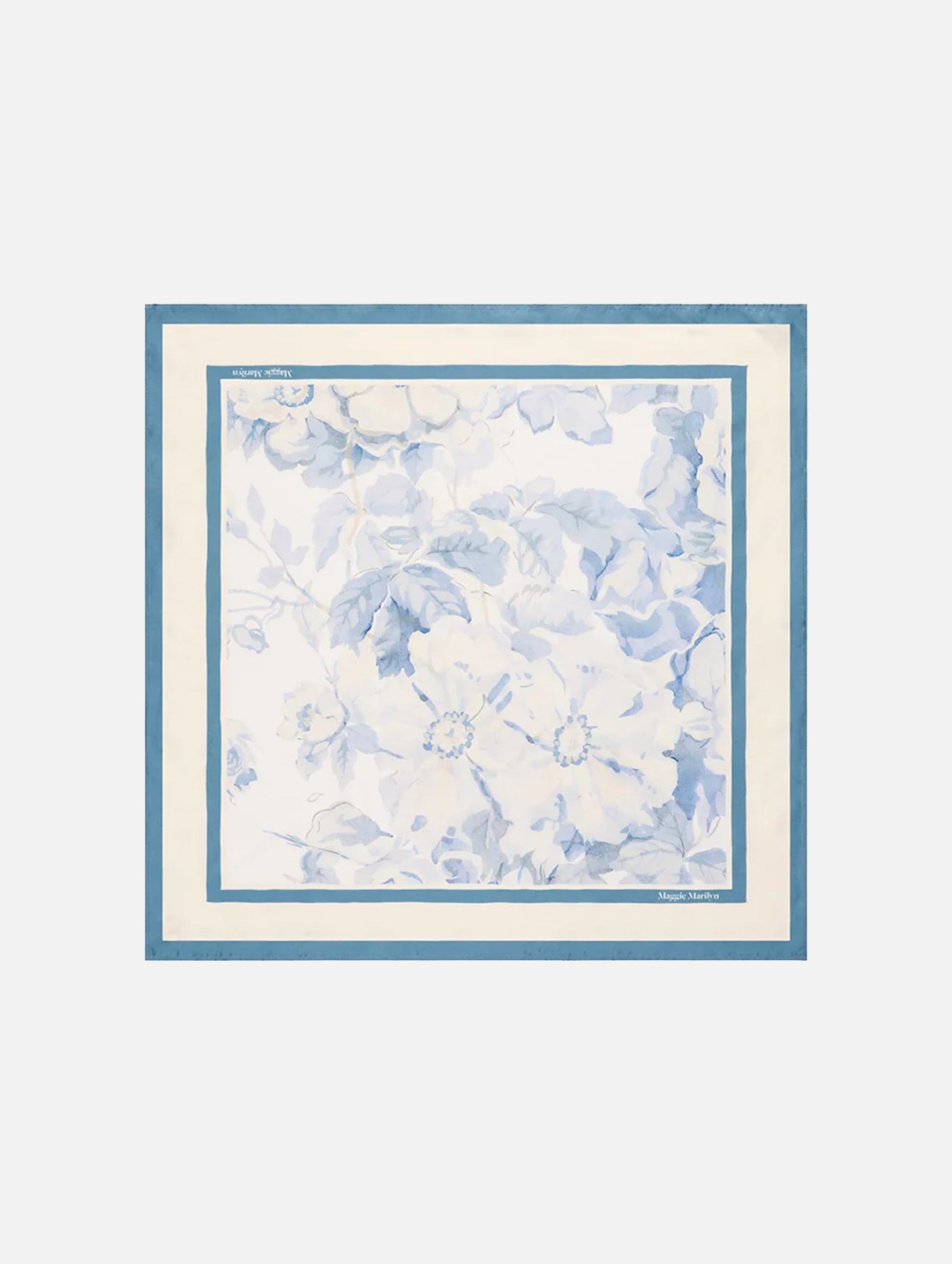 Silk Scarf in Vintage Blue Floral