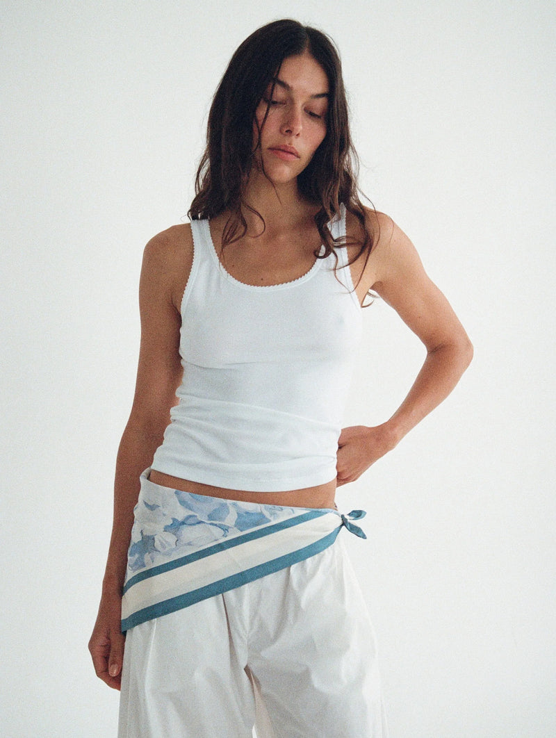 Silk Scarf in Vintage Blue Floral