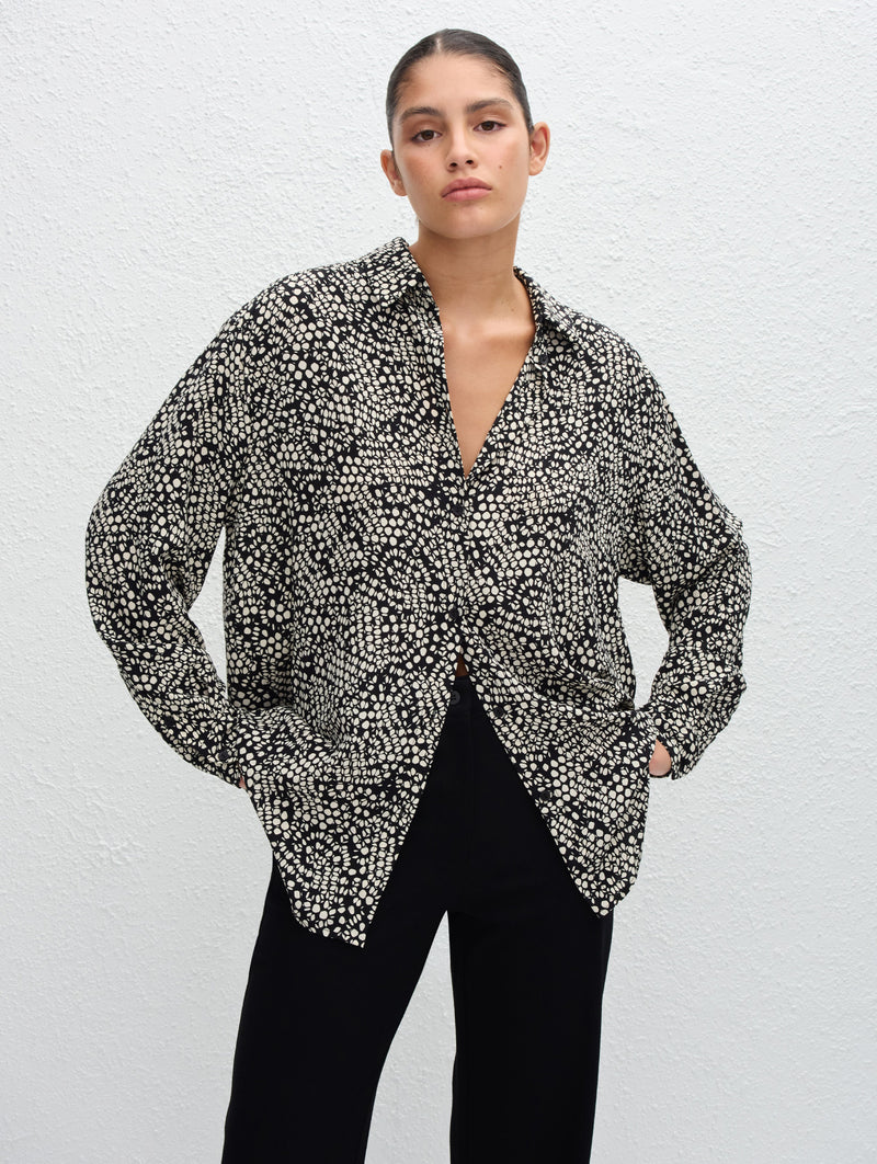 Long Sleeve Silk Shirt in Kyoto