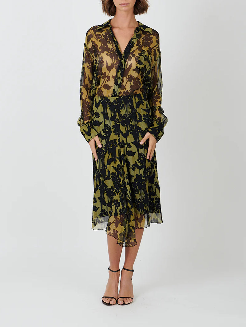Silk Shirt in Willow Black
