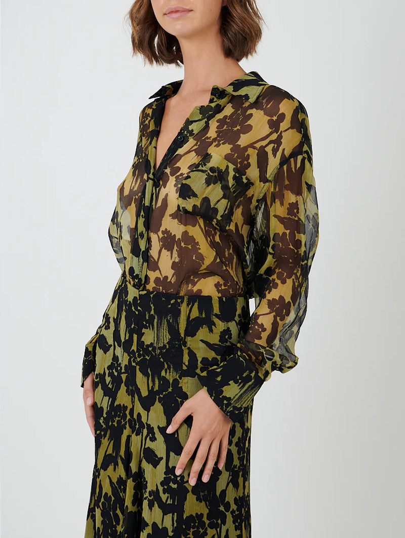 Silk Shirt in Willow Black