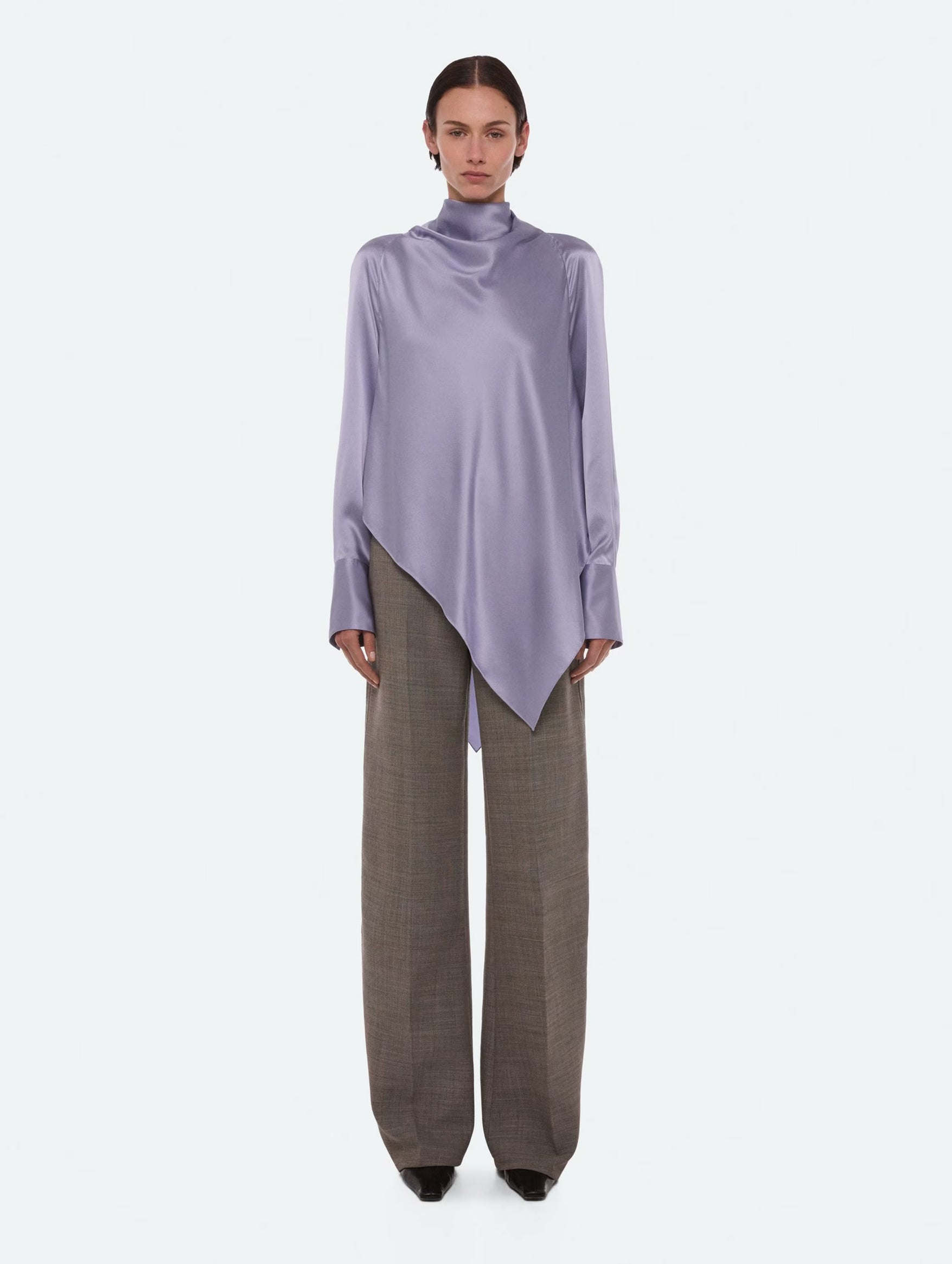Silk Tie Neck Top in Aleutian