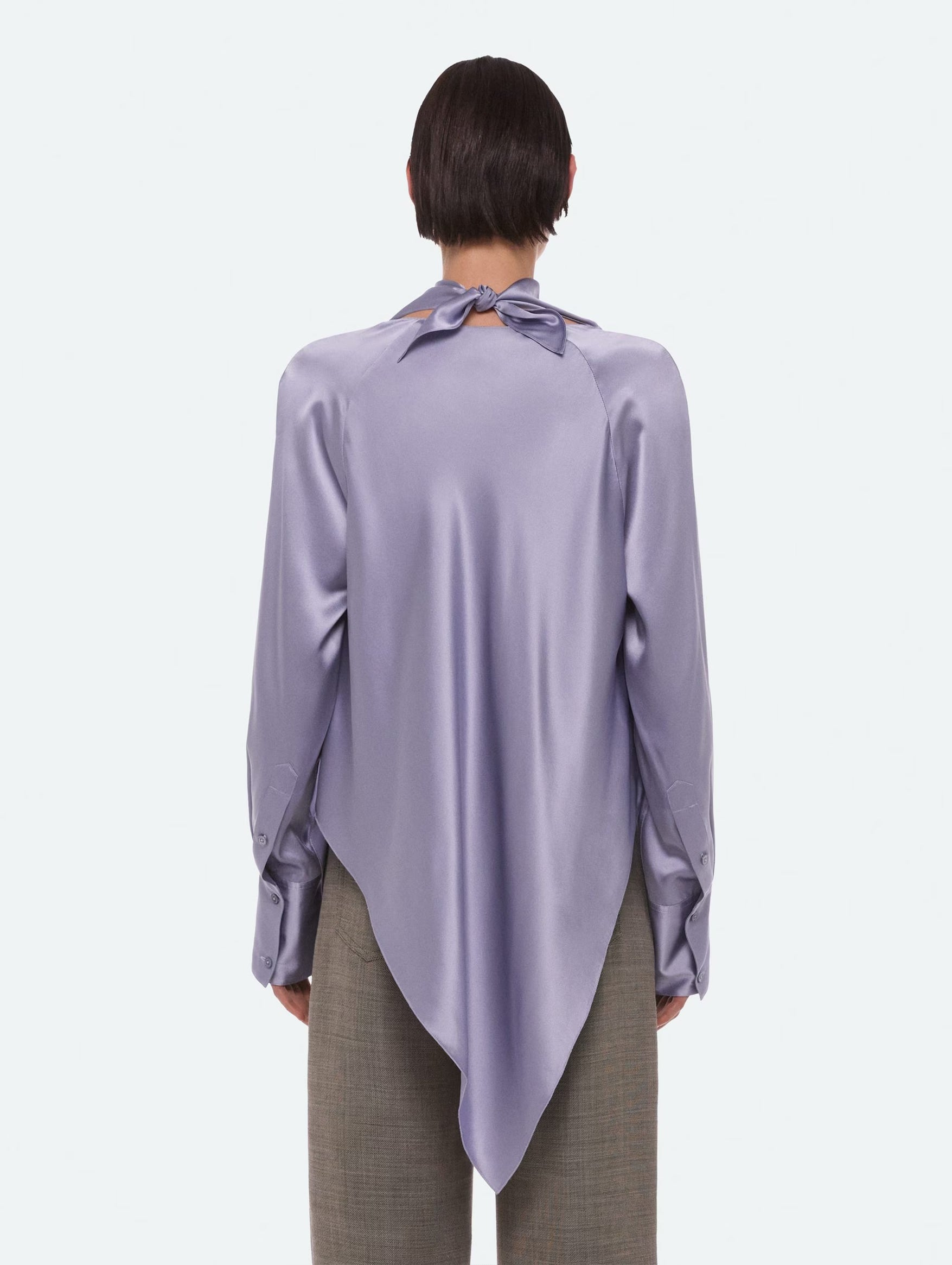 Silk Tie Neck Top in Aleutian