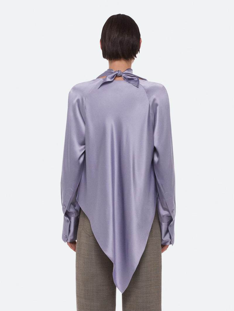 Silk Tie Neck Top in Aleutian