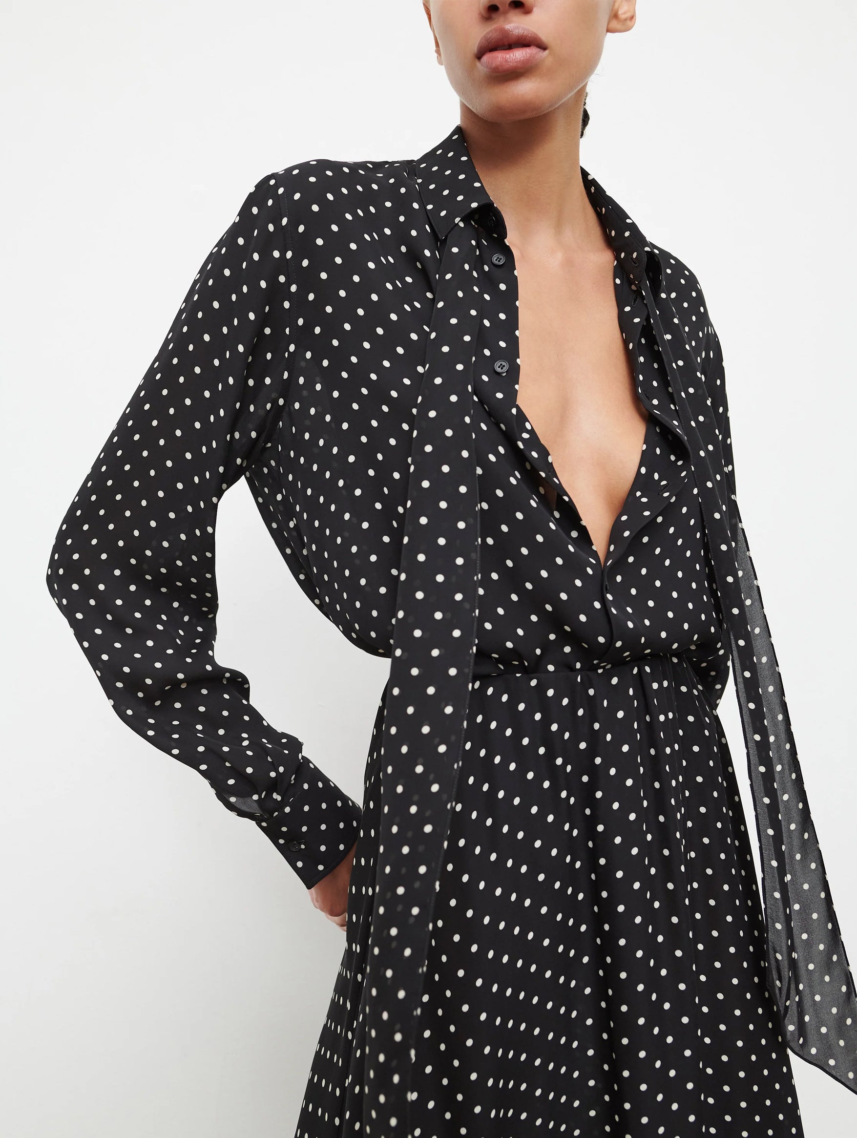 Silk Blouse in Black Polka Dot