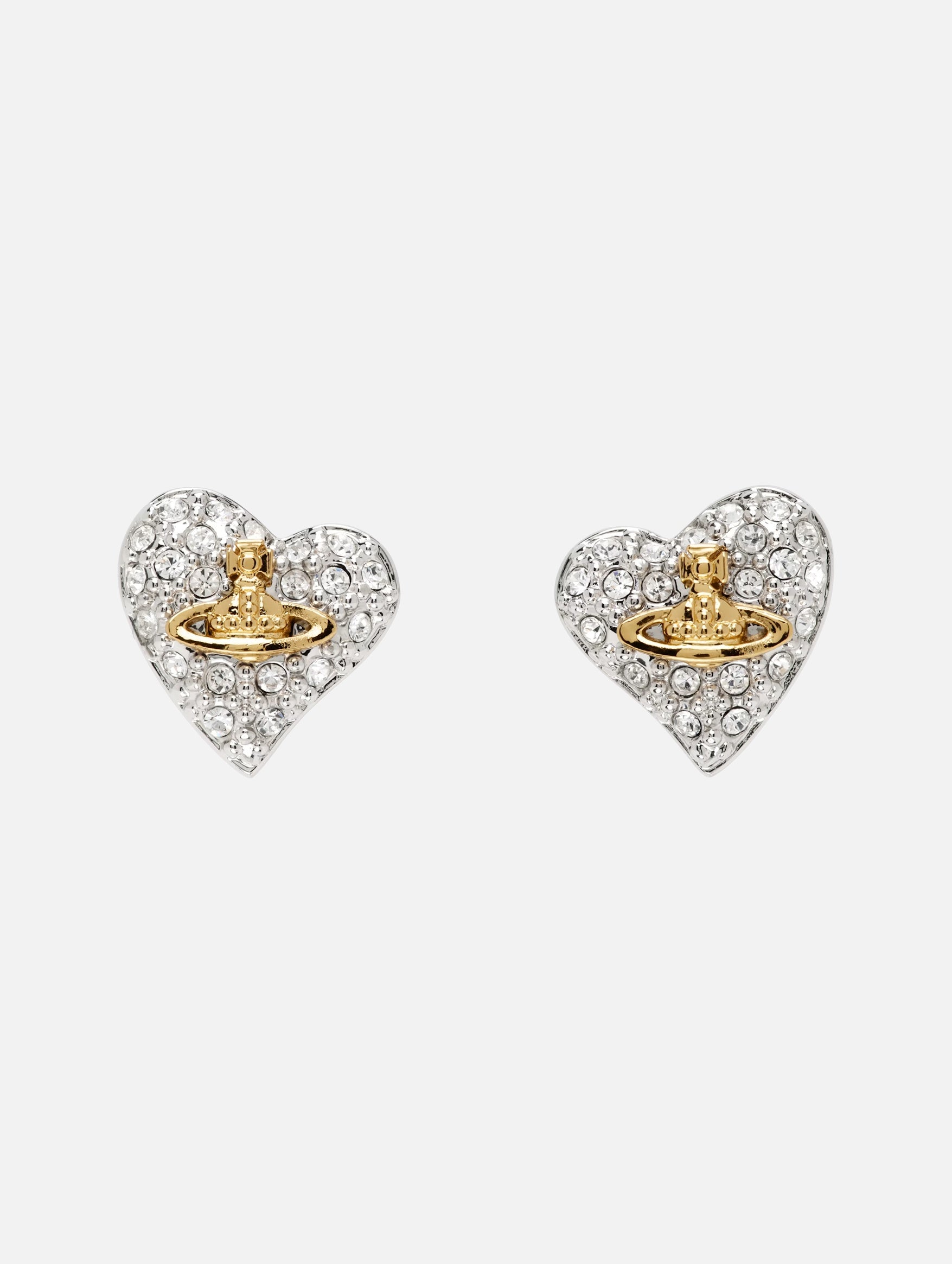 Tiny Diamante Heart Earrings in Platinum / Gold / Jonquil Crystal