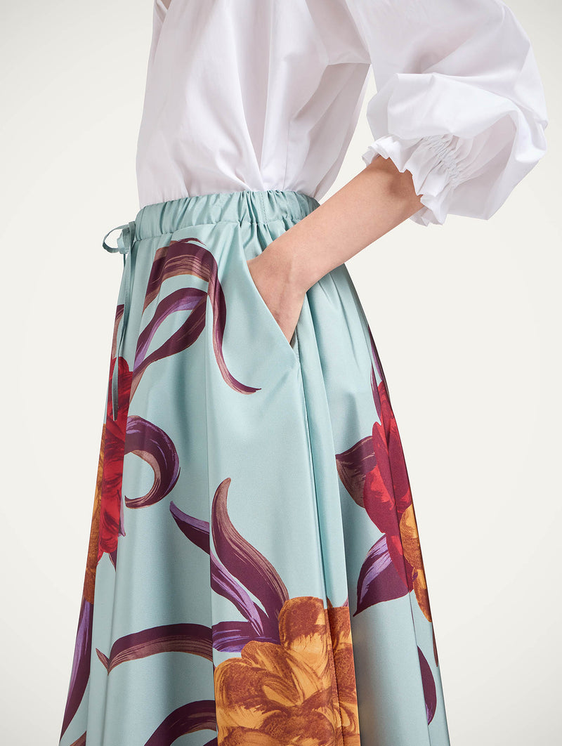 Drawstring Skirt in Peony Placée