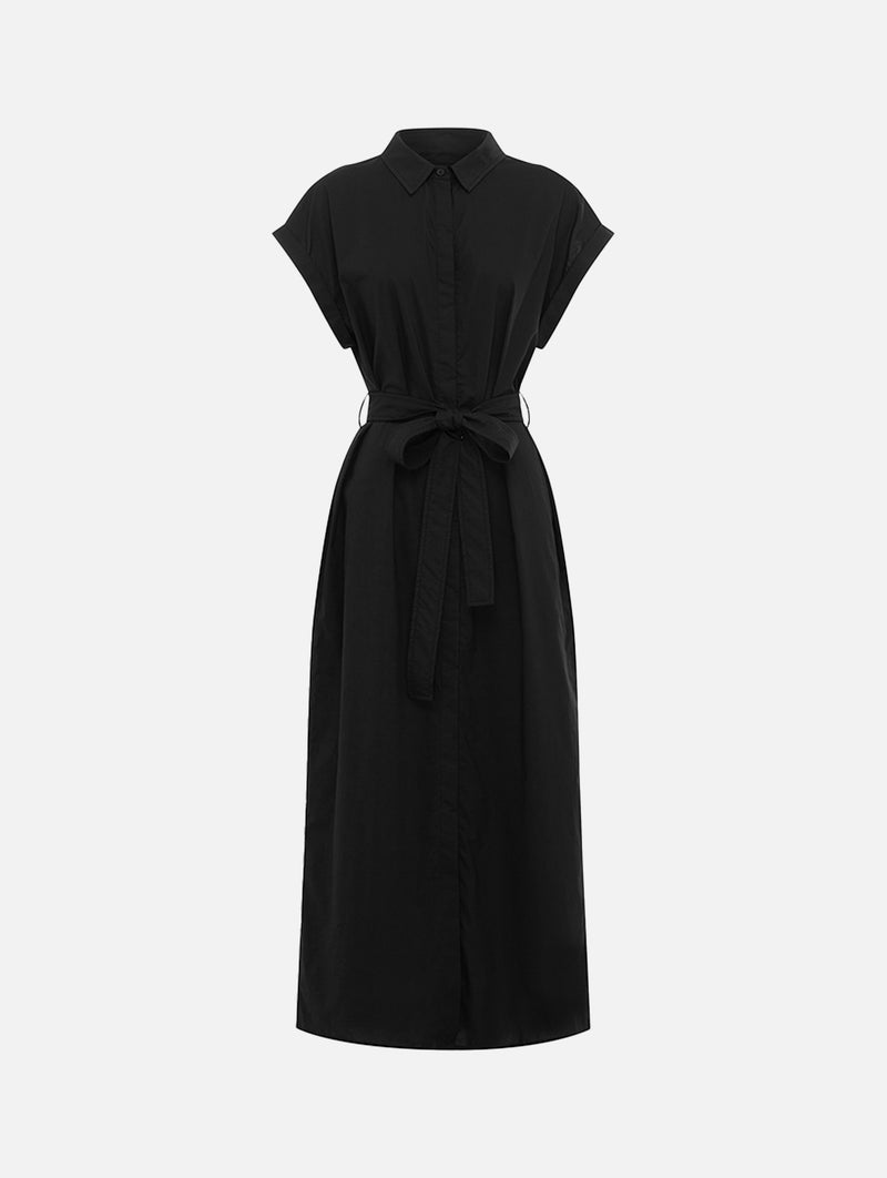 Sleeveless Shirt Dress in Black