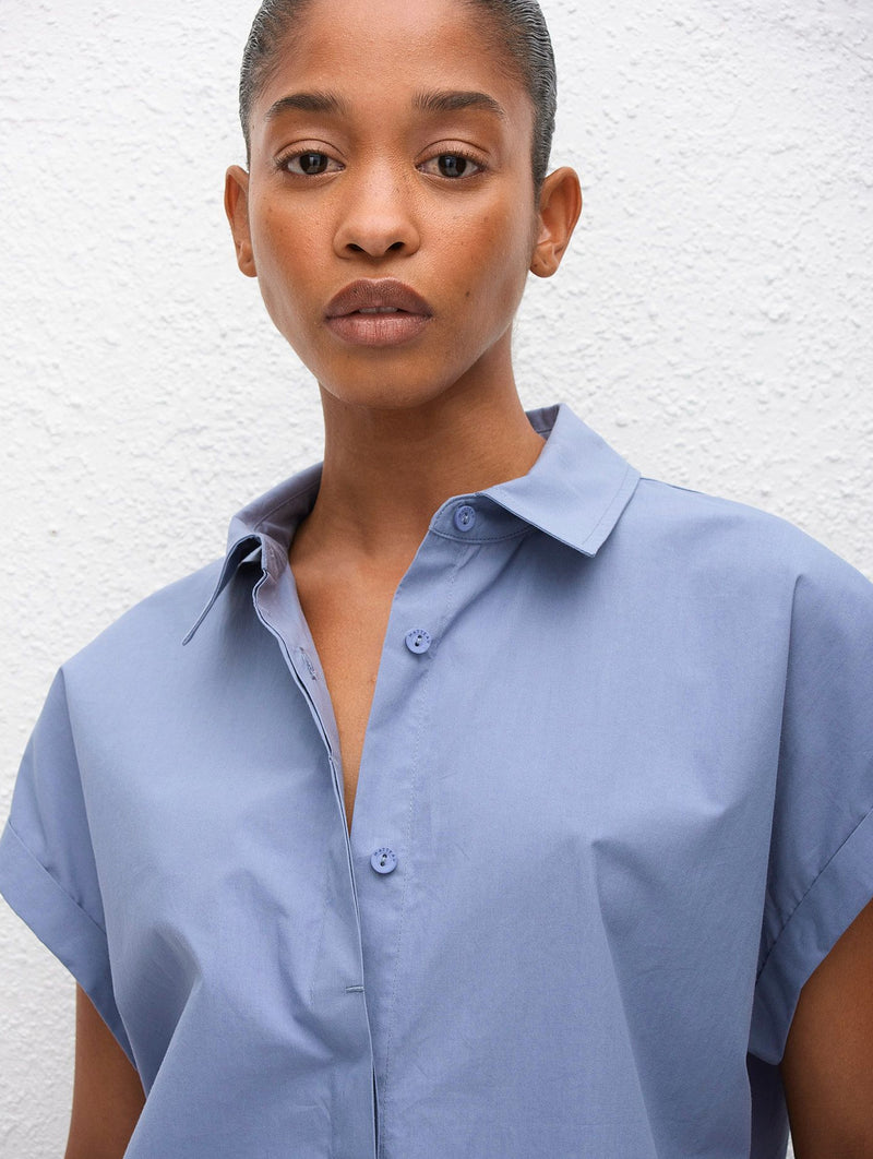 Relaxed Sleeveless Shirt in Steel