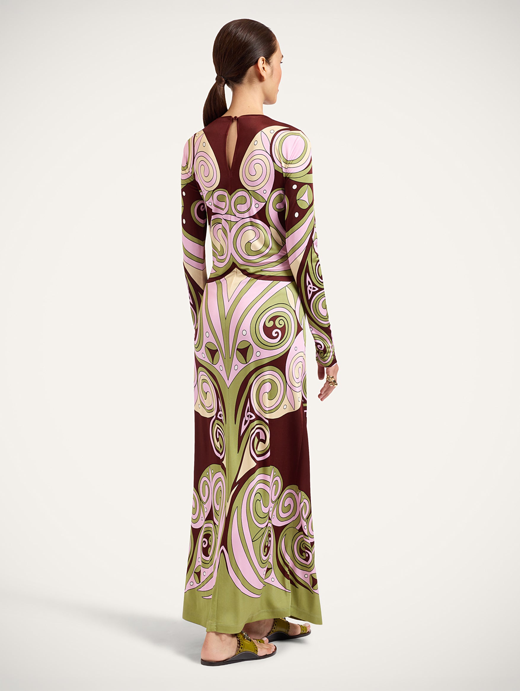 Slinky Swing Dress in Kells Swirl Placée Burgundy