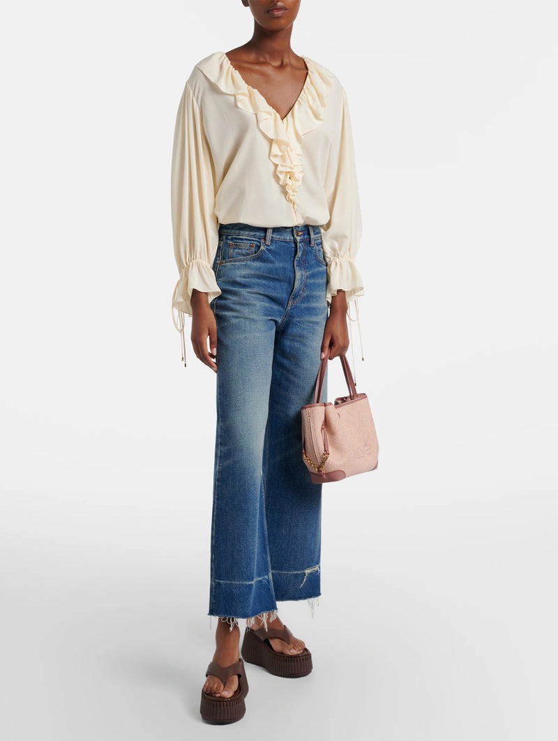 Small Chloé Clover Double Carry Bag in Blush Canvas