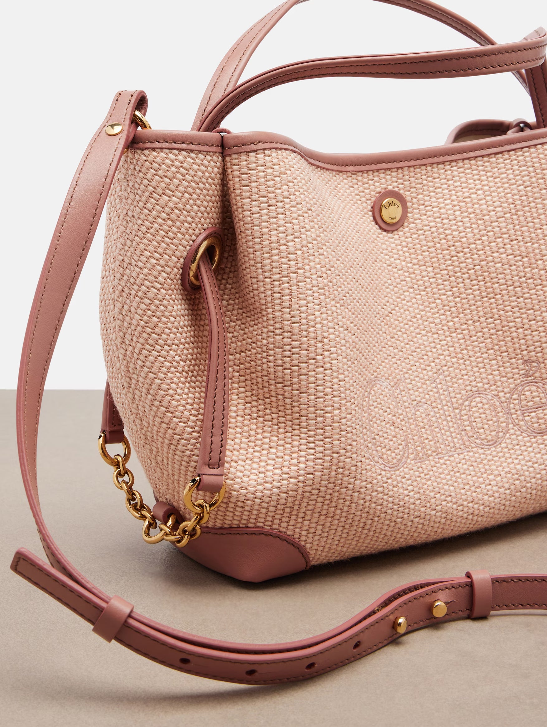 Small Chloé Clover Double Carry Bag in Blush Canvas