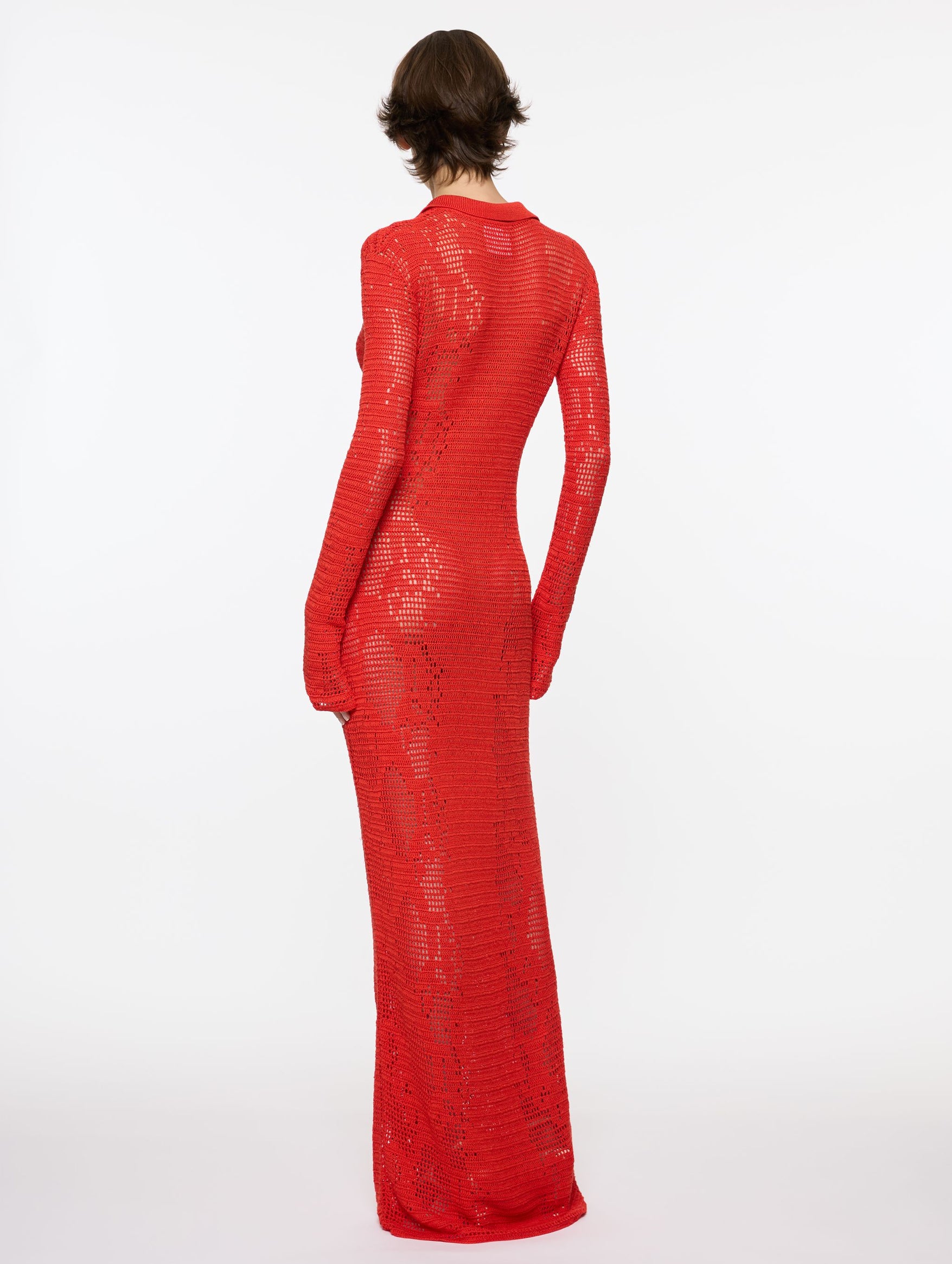 Snakeskin Crochet Dress in Red